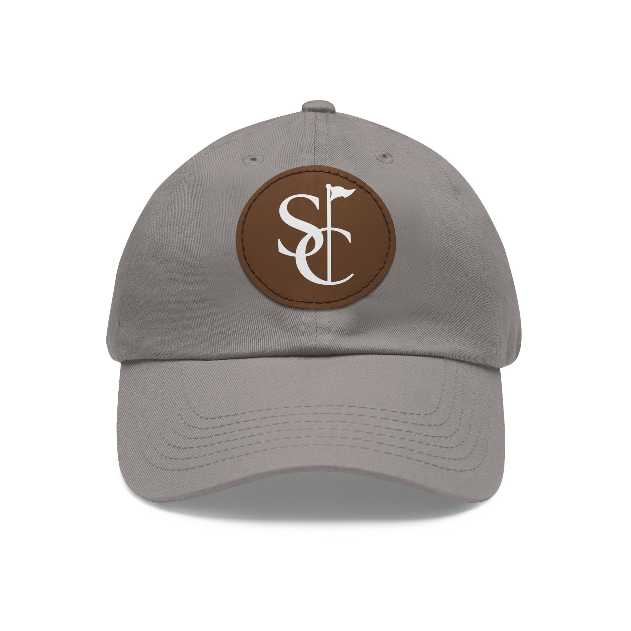 Leather Patch Dad Hat — Monogram SC Casual Baseball Cap