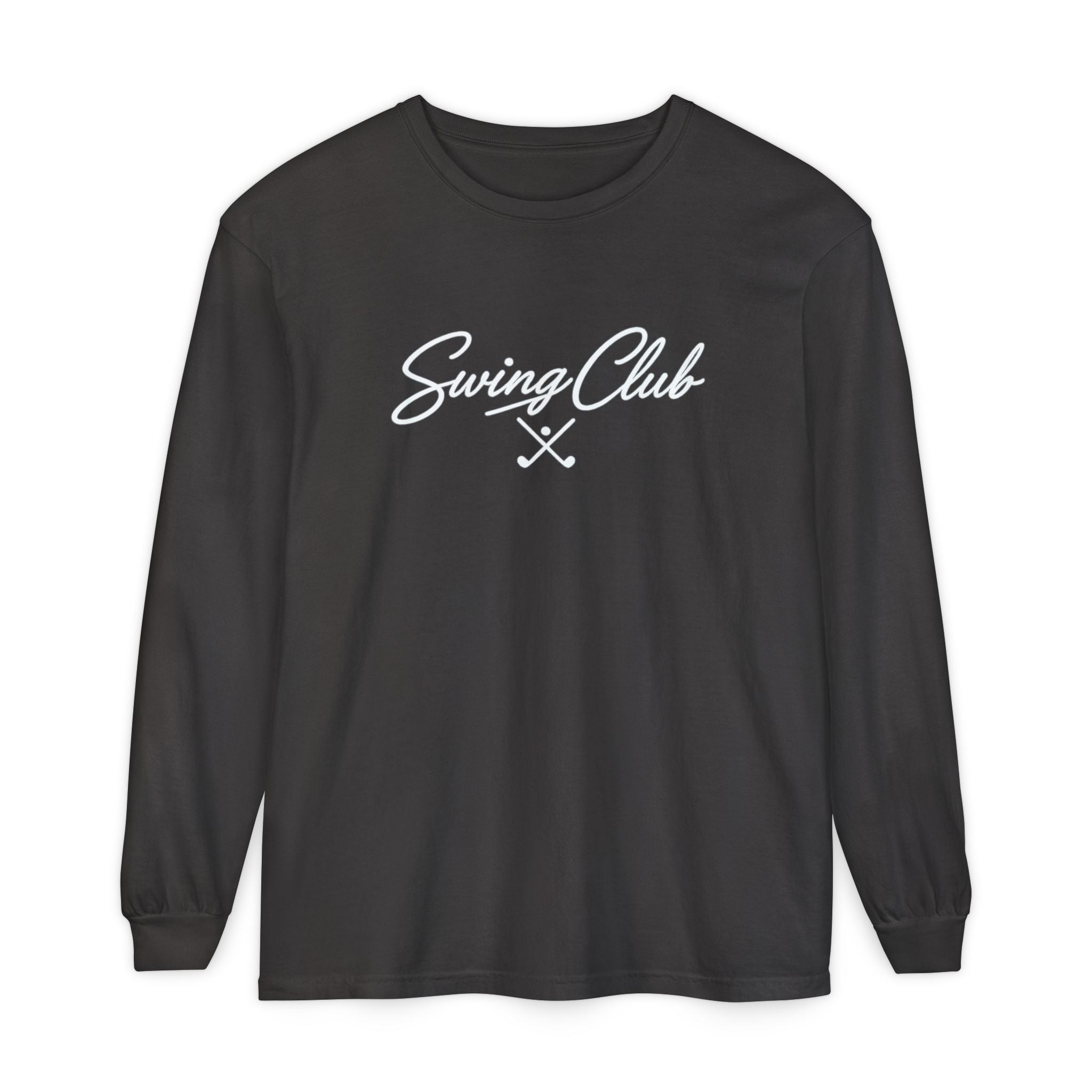 Swing Club Long Sleeve Tee — Subtle White Garment-Dyed Casual Shirt