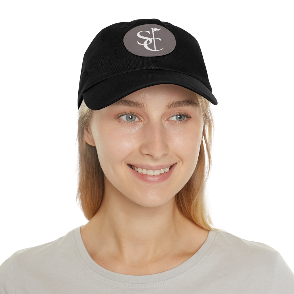 Leather Patch Dad Hat — Monogram SC Casual Baseball Cap