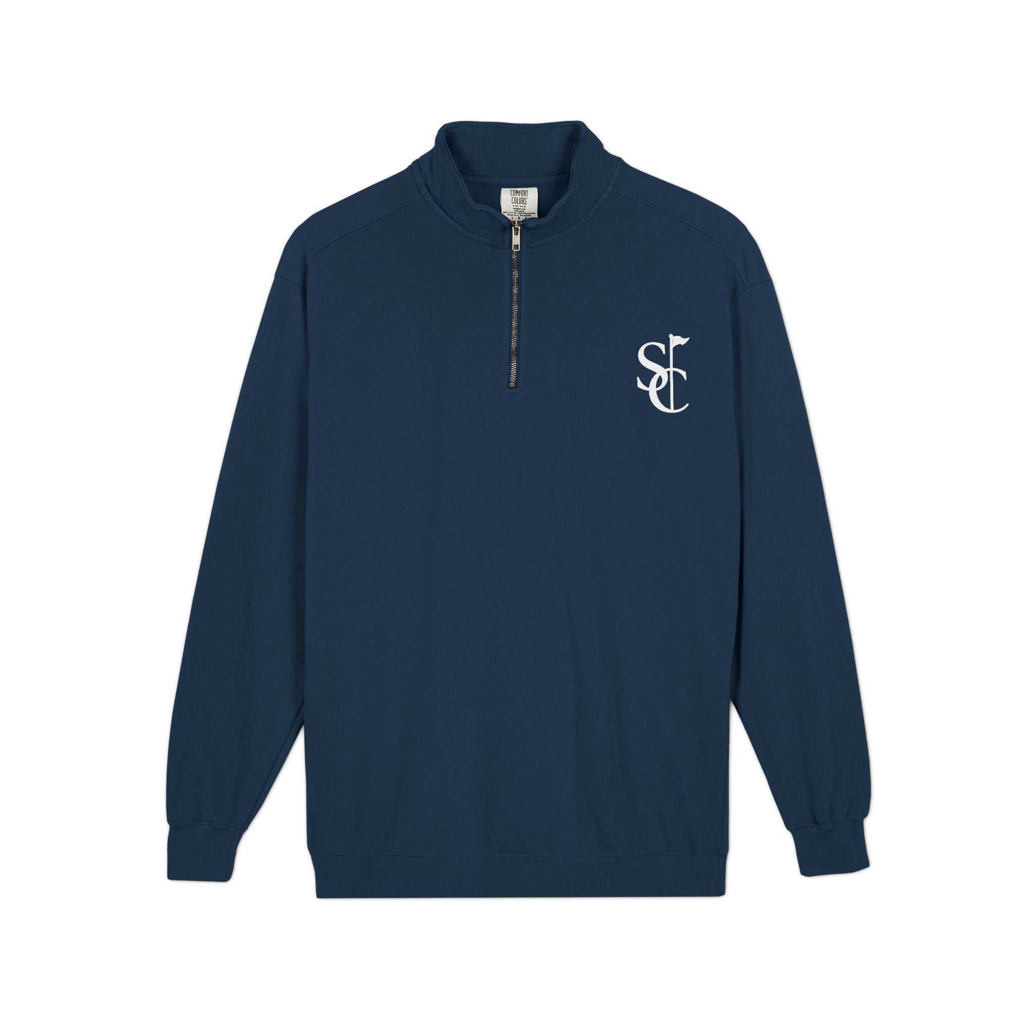 Quarter-Zip Sweatshirt with SC Monogram – Minimal Vintage Logo Pullover