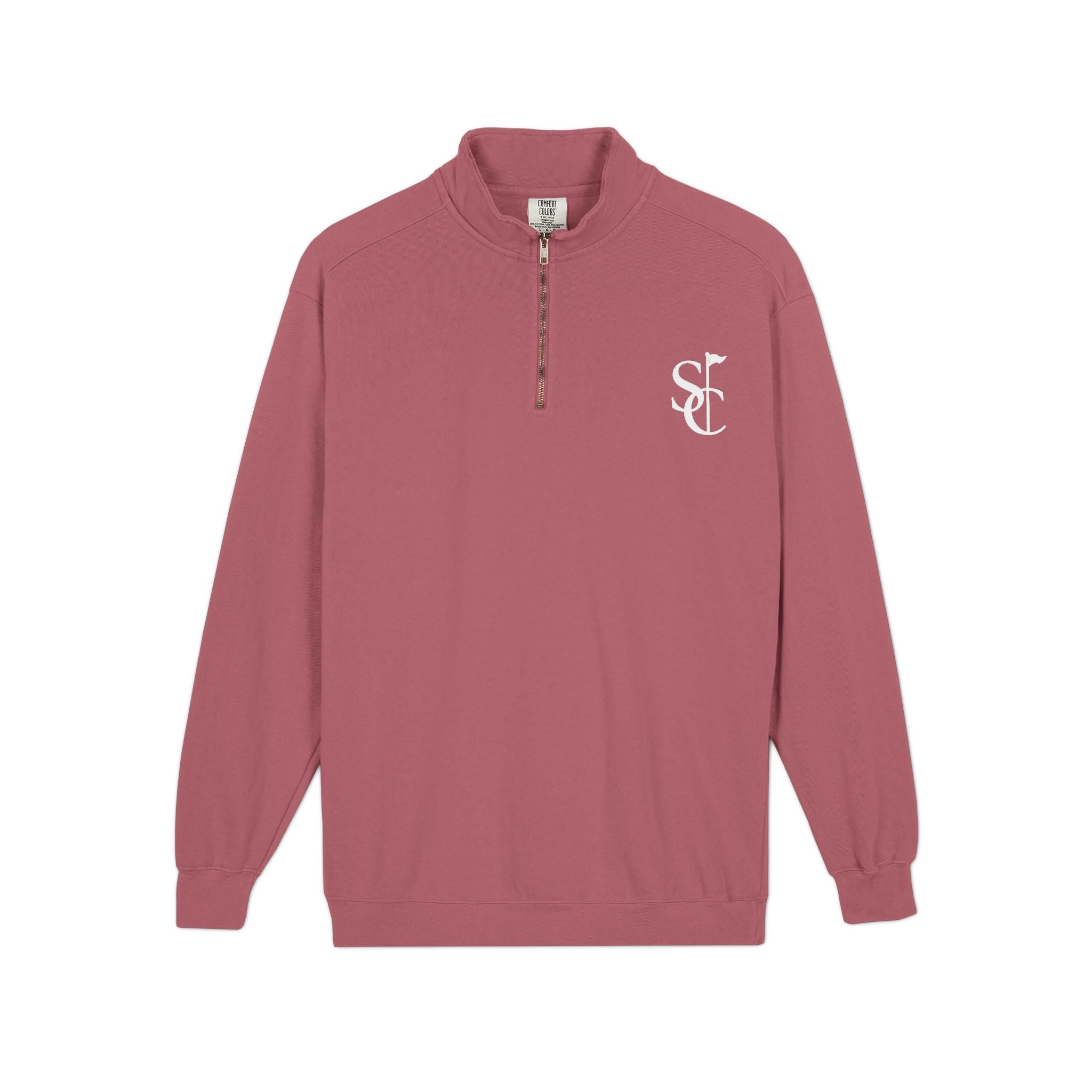Quarter-Zip Sweatshirt with SC Monogram – Minimal Vintage Logo Pullover
