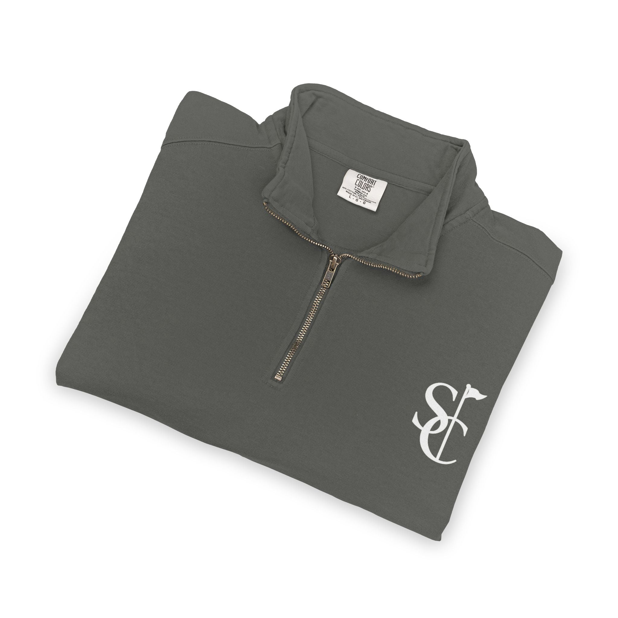 Quarter-Zip Sweatshirt with SC Monogram – Minimal Vintage Logo Pullover