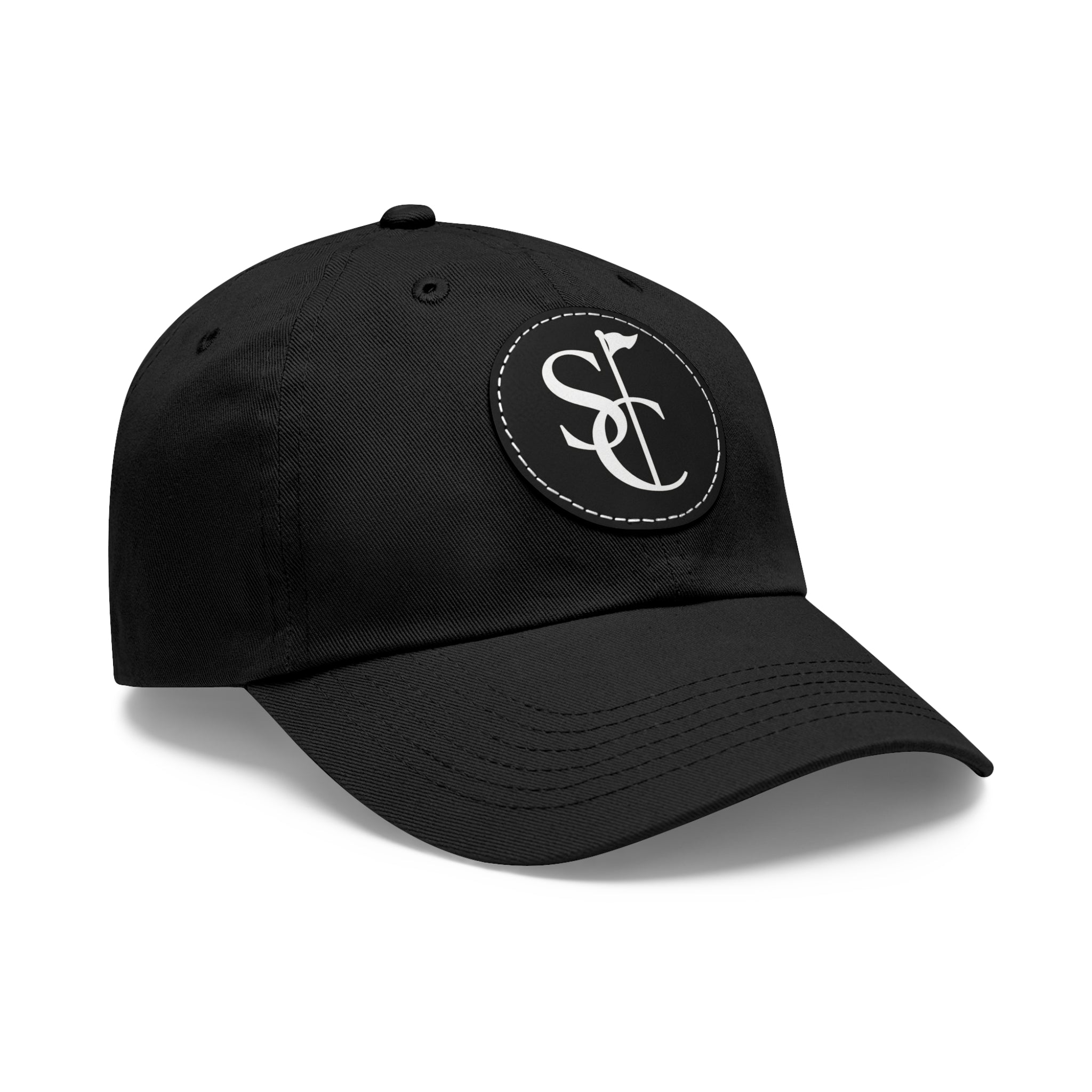 Leather Patch Dad Hat — Monogram SC Casual Baseball Cap