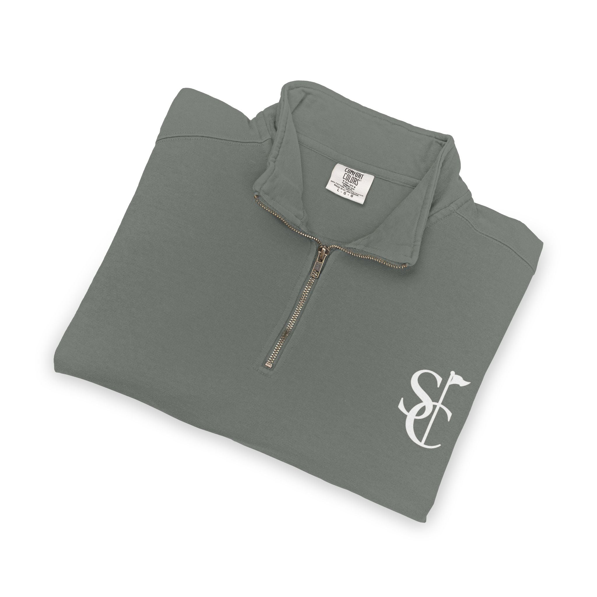 Quarter-Zip Sweatshirt with SC Monogram – Minimal Vintage Logo Pullover