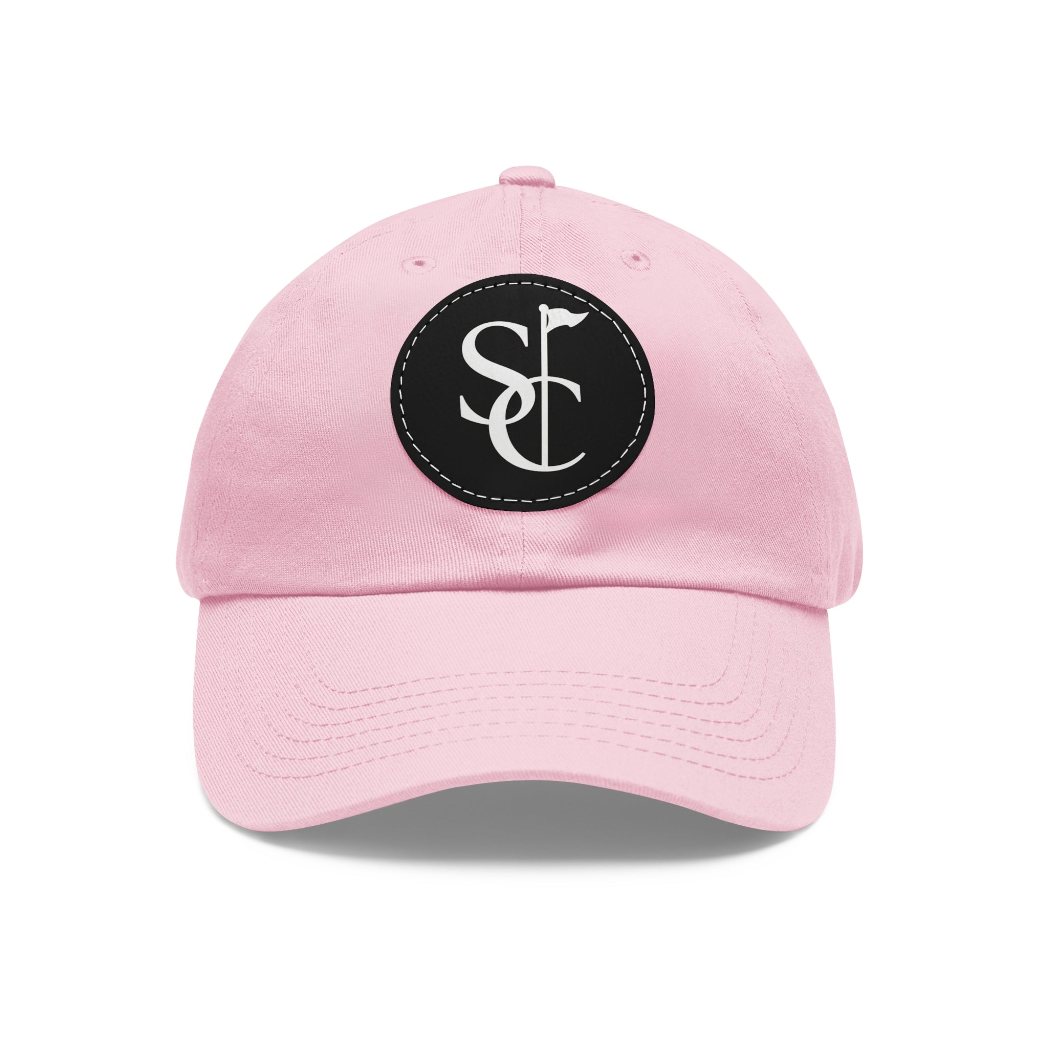 Leather Patch Dad Hat — Monogram SC Casual Baseball Cap