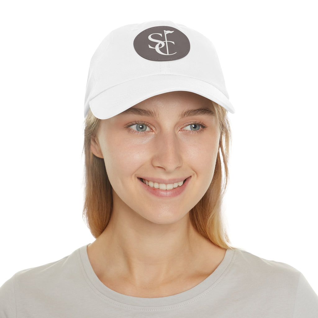 Leather Patch Dad Hat — Monogram SC Casual Baseball Cap