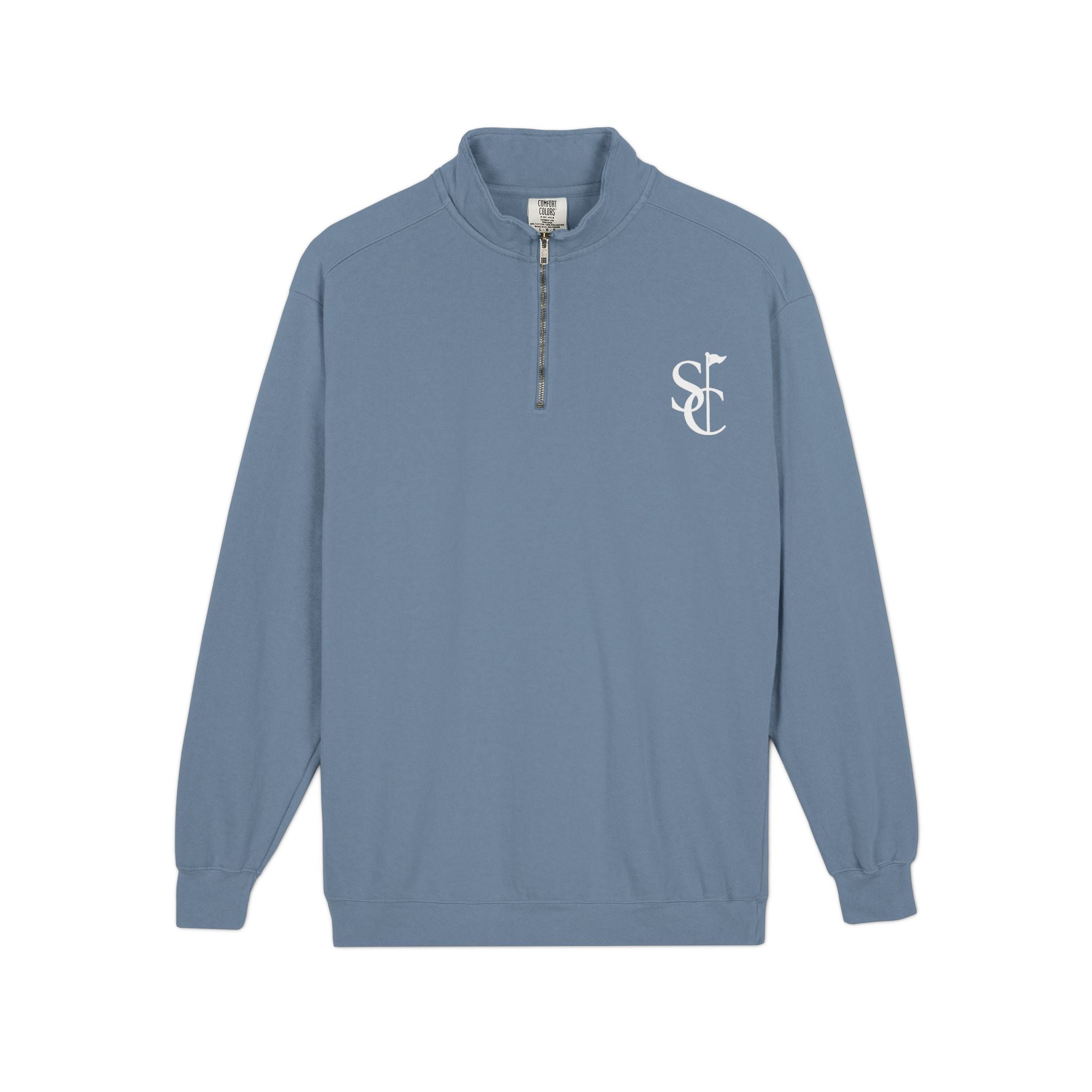 Quarter-Zip Sweatshirt with SC Monogram – Minimal Vintage Logo Pullover