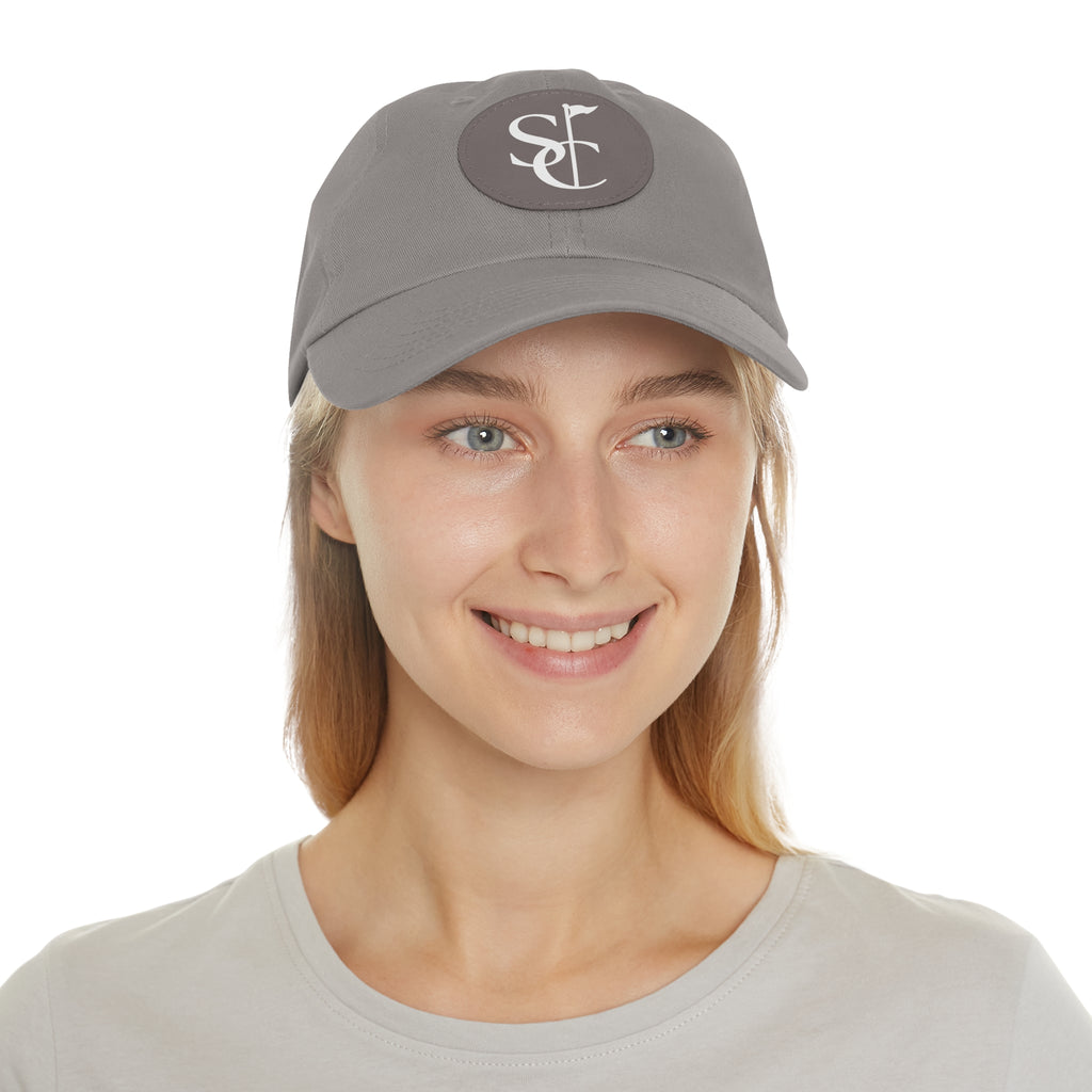 Leather Patch Dad Hat — Monogram SC Casual Baseball Cap