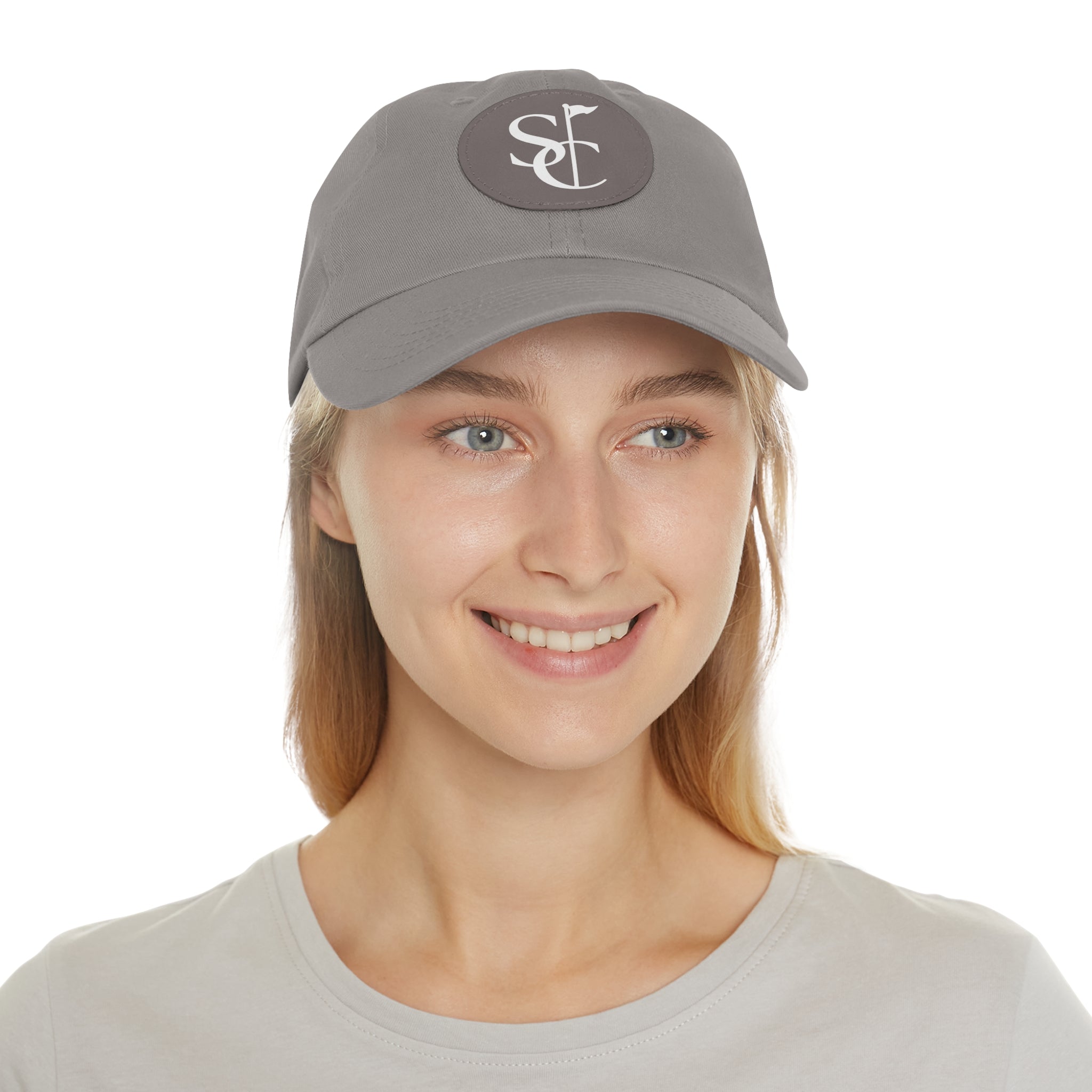 Leather Patch Dad Hat — Monogram SC Casual Baseball Cap