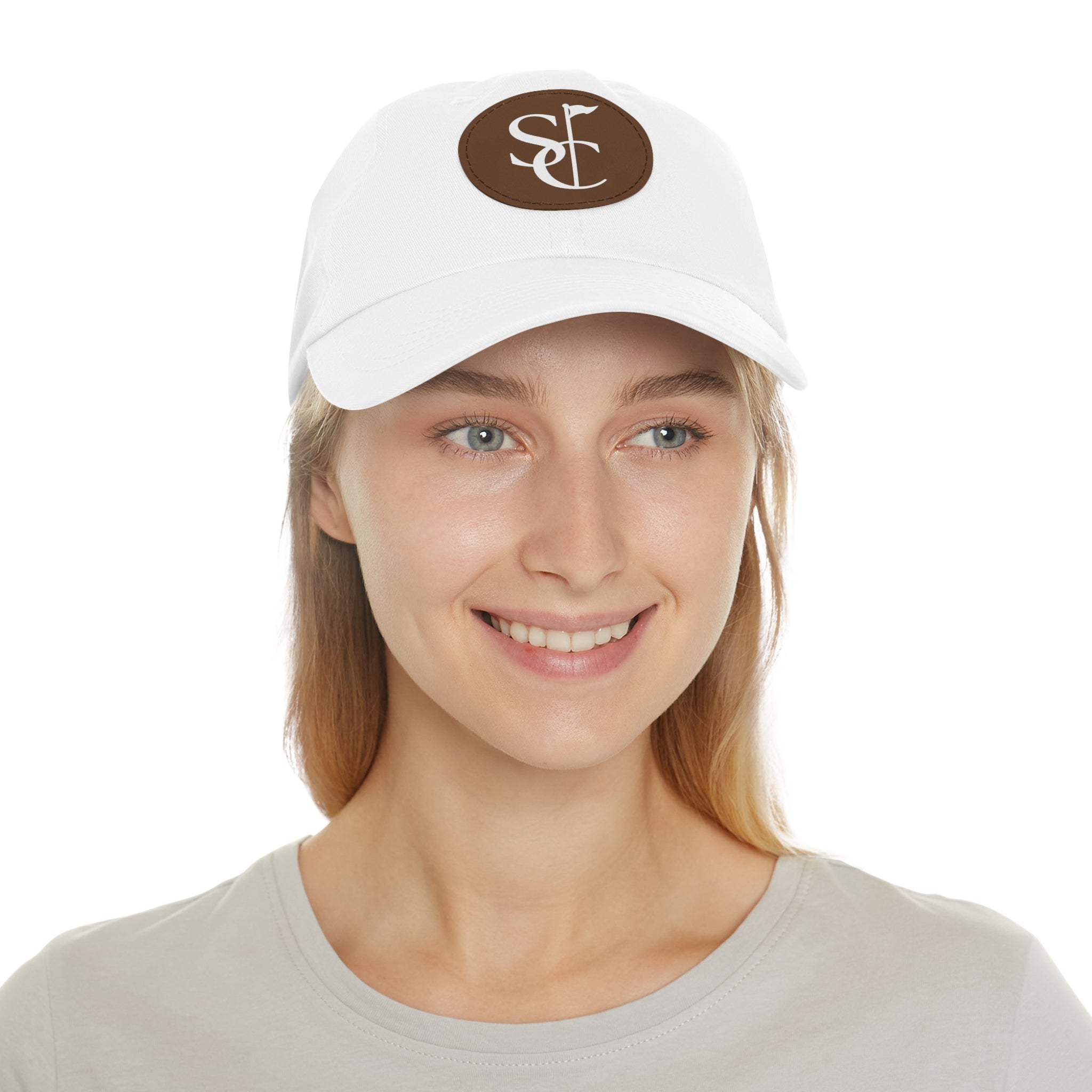 Leather Patch Dad Hat — Monogram SC Casual Baseball Cap