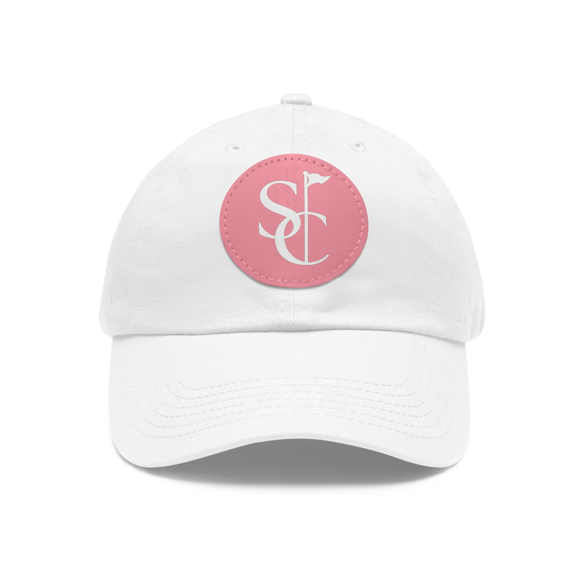 Leather Patch Dad Hat — Monogram SC Casual Baseball Cap