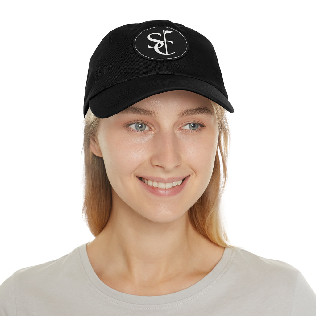 Leather Patch Dad Hat — Monogram SC Casual Baseball Cap