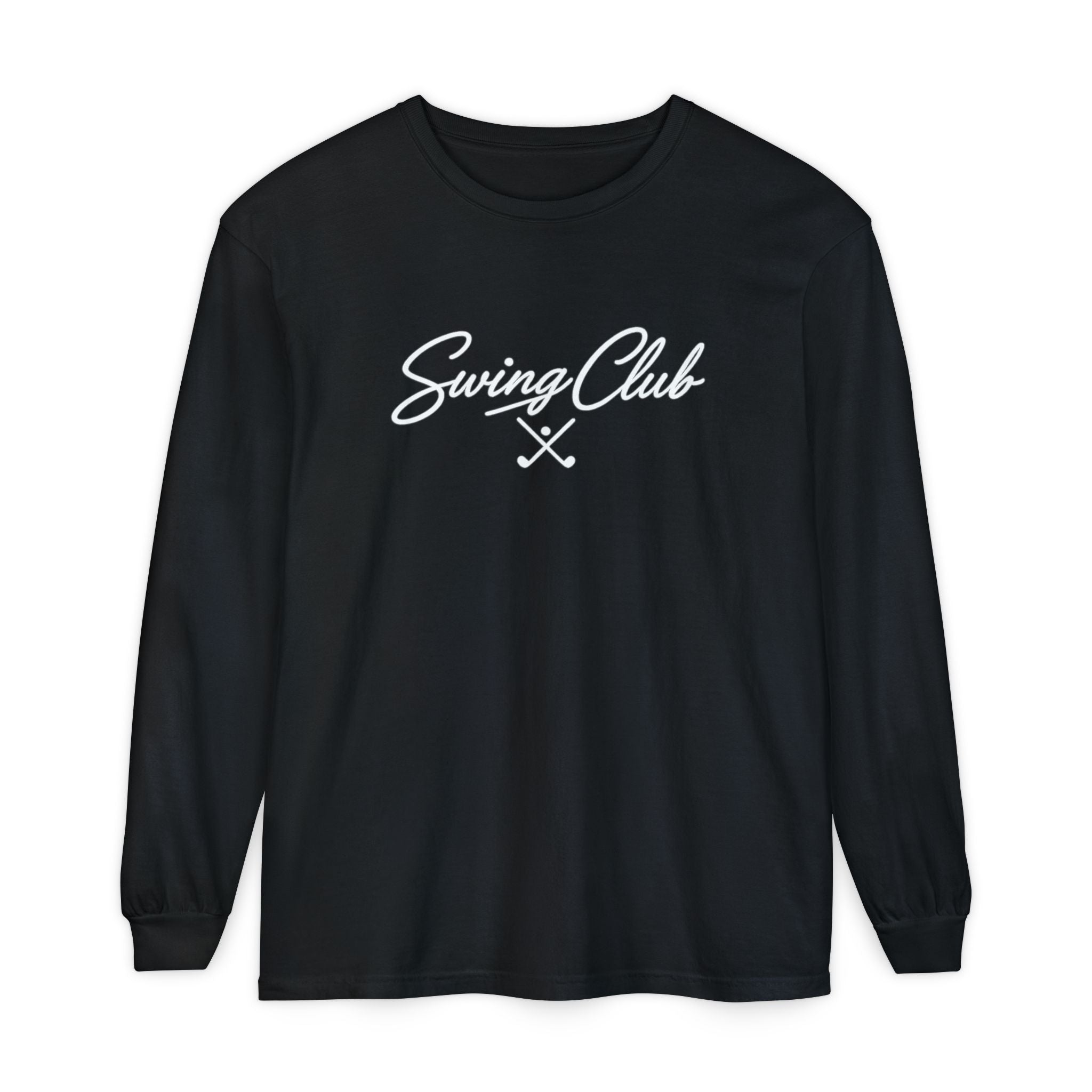 Swing Club Long Sleeve Tee — Subtle White Garment-Dyed Casual Shirt