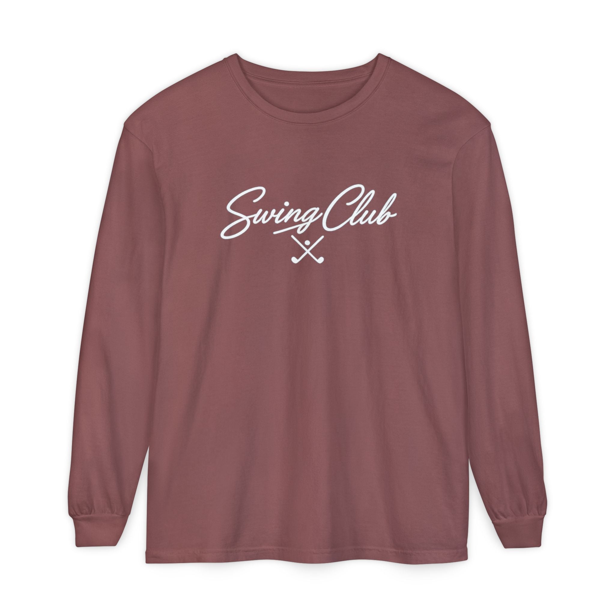 Swing Club Long Sleeve Tee — Subtle White Garment-Dyed Casual Shirt