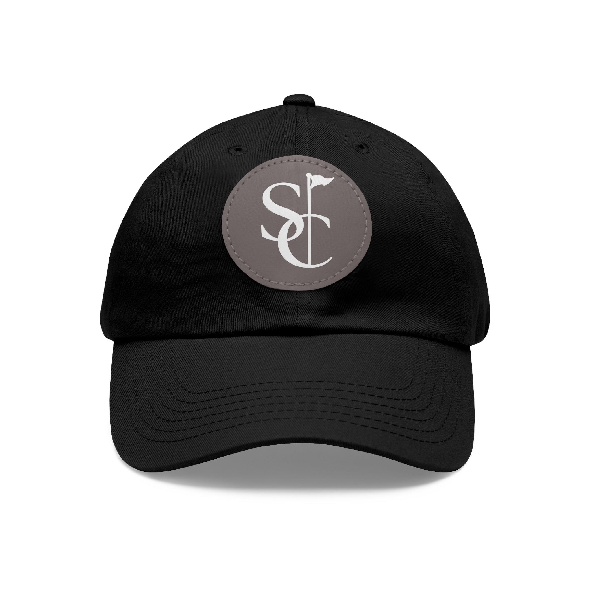 Leather Patch Dad Hat — Monogram SC Casual Baseball Cap