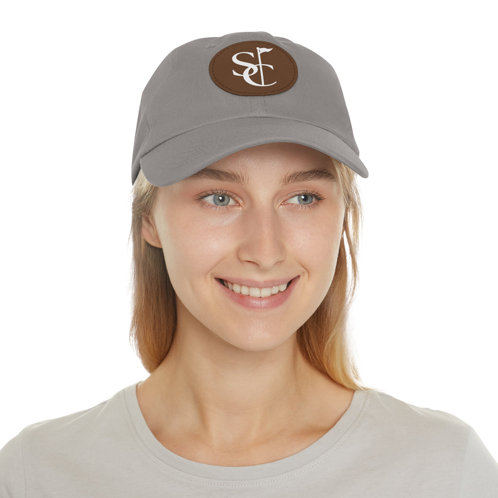 Leather Patch Dad Hat — Monogram SC Casual Baseball Cap