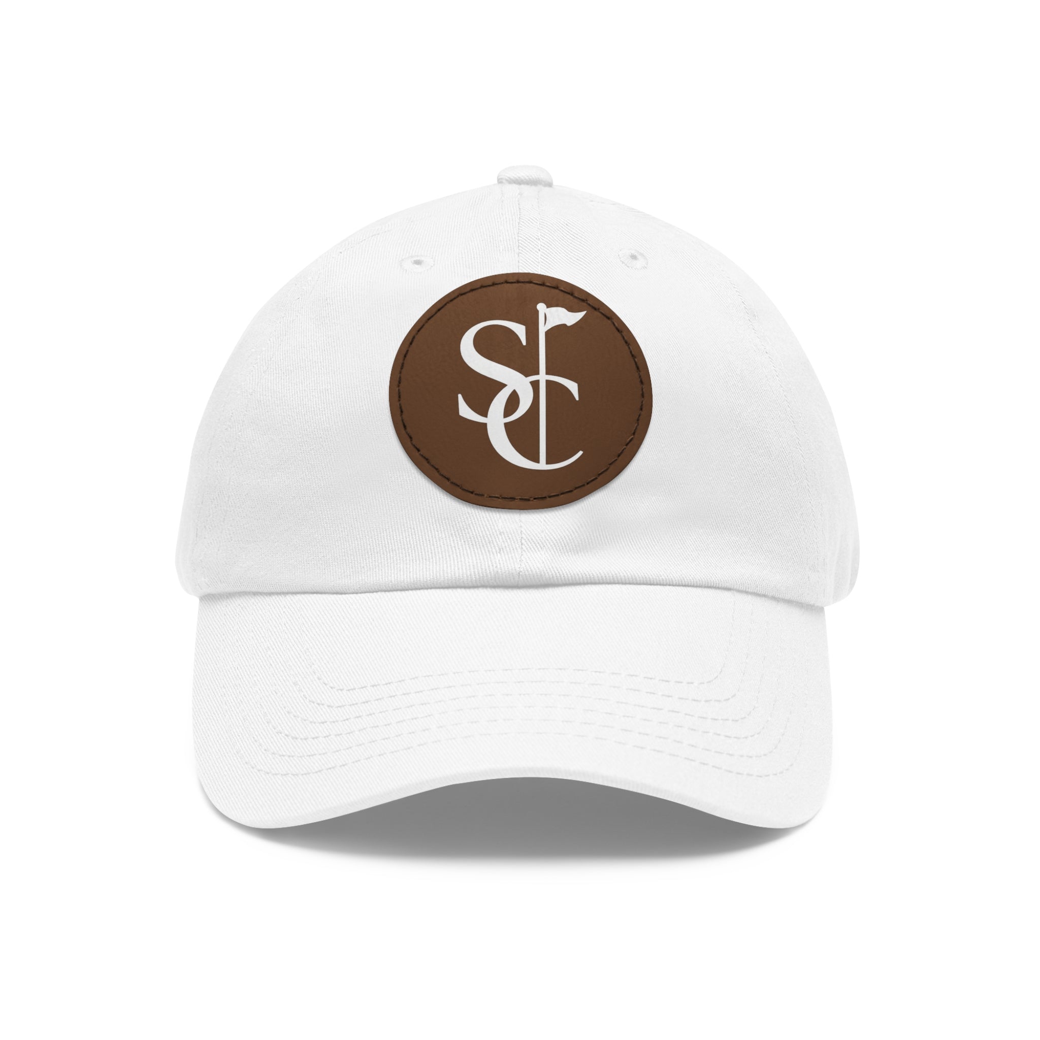 Leather Patch Dad Hat — Monogram SC Casual Baseball Cap