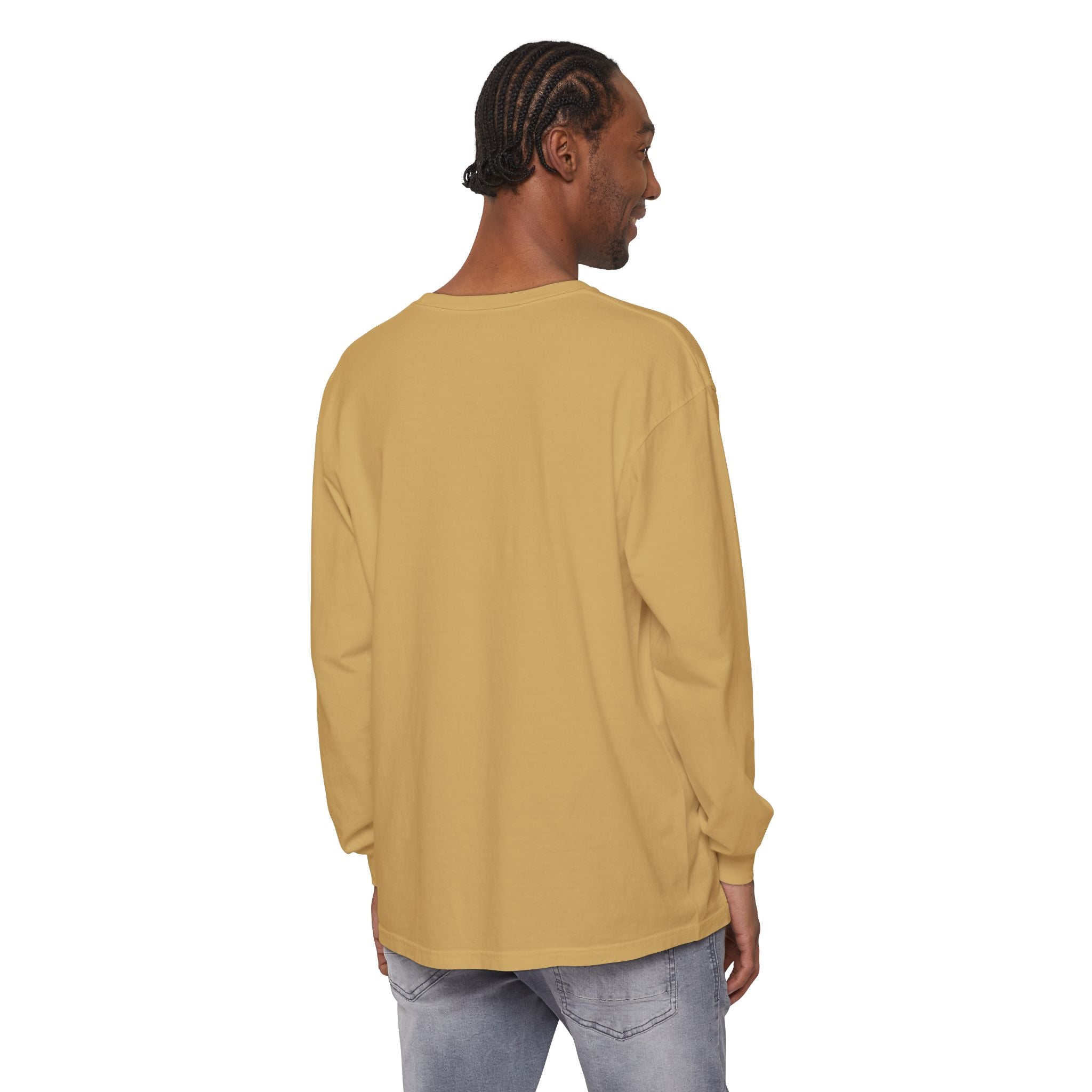Swing Club Long Sleeve Tee — Subtle White Garment-Dyed Casual Shirt