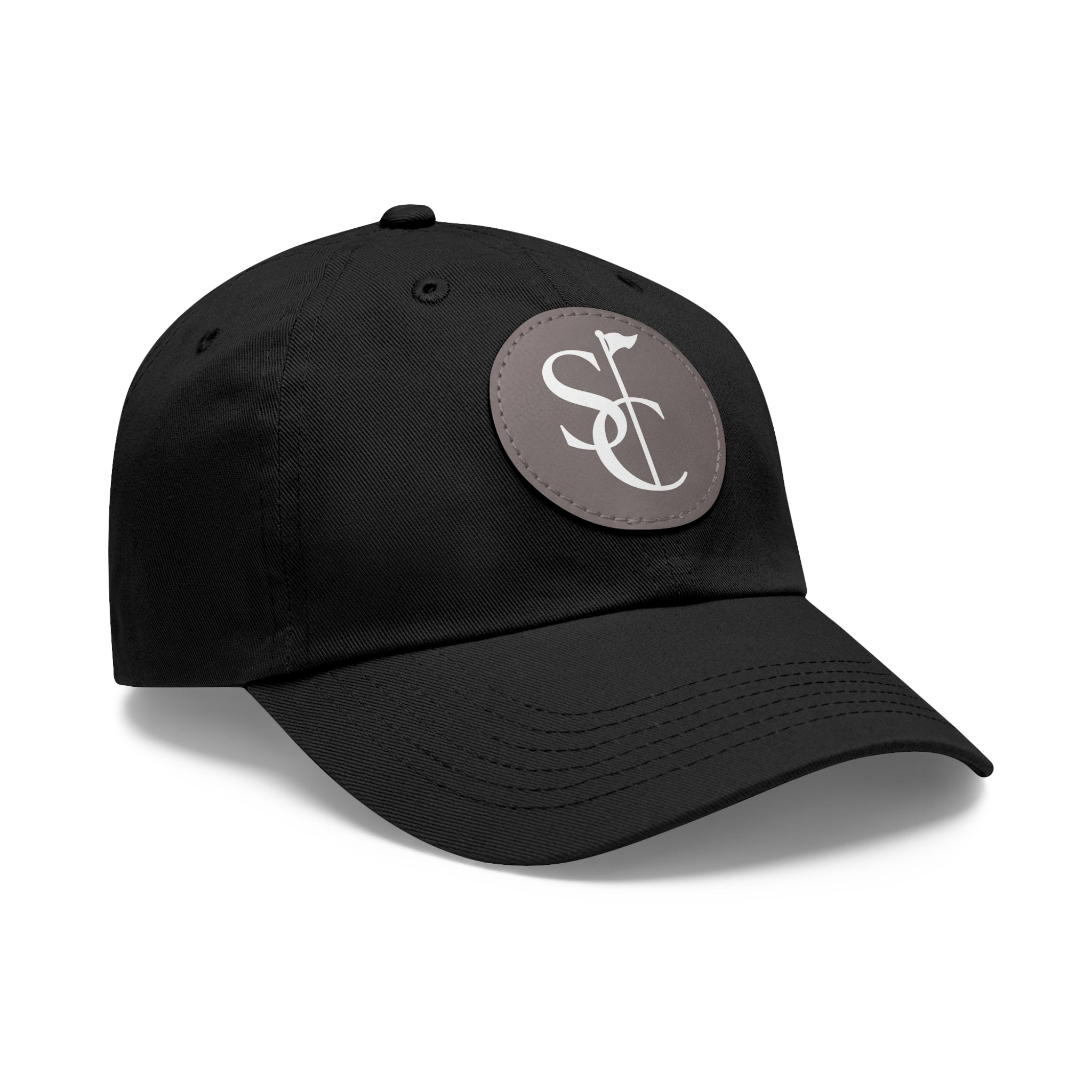 Leather Patch Dad Hat — Monogram SC Casual Baseball Cap