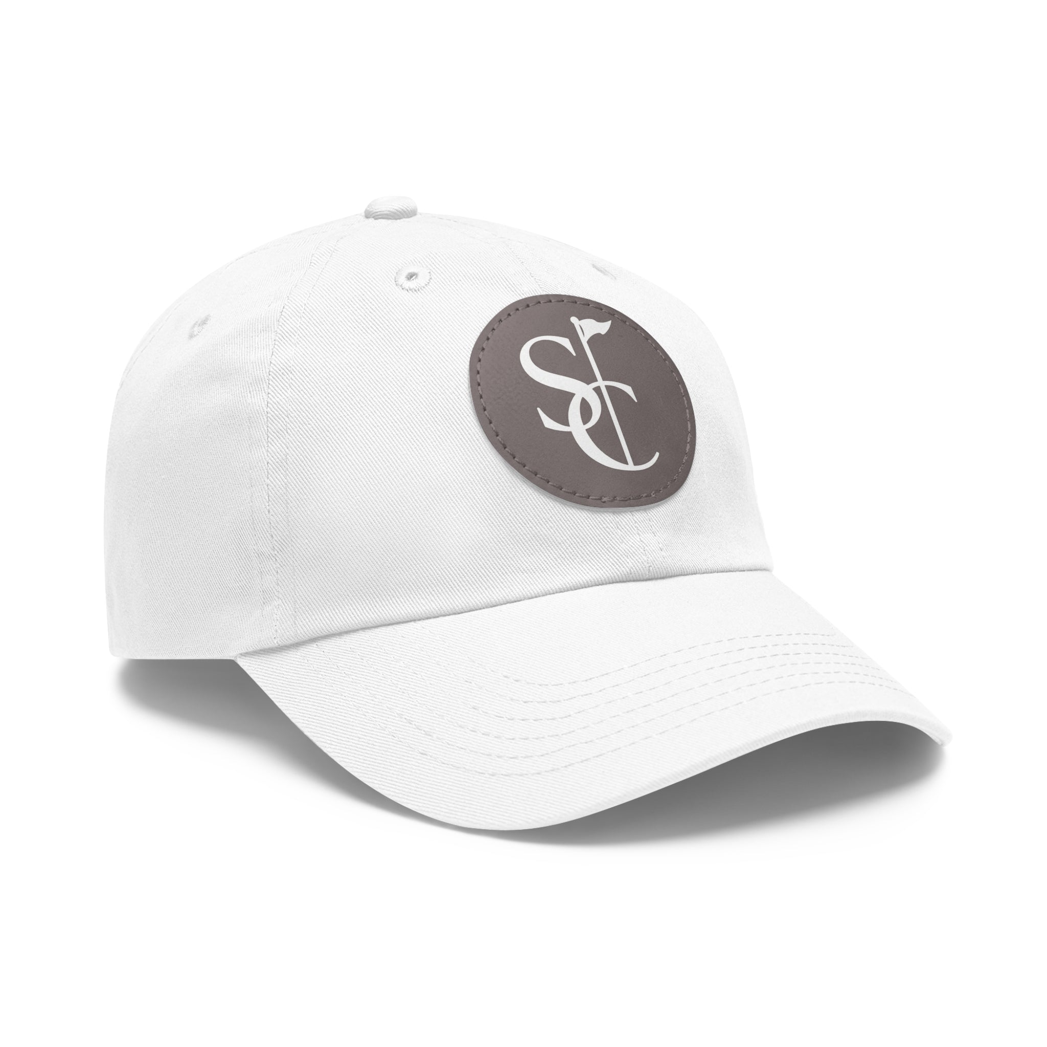 Leather Patch Dad Hat — Monogram SC Casual Baseball Cap