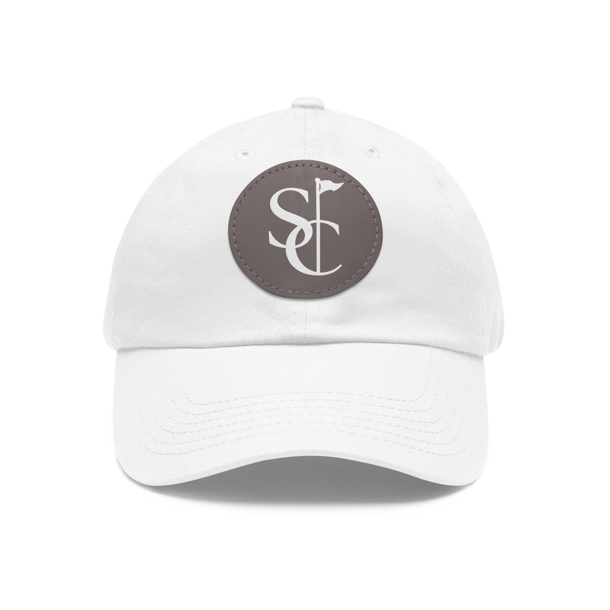 Leather Patch Dad Hat — Monogram SC Casual Baseball Cap