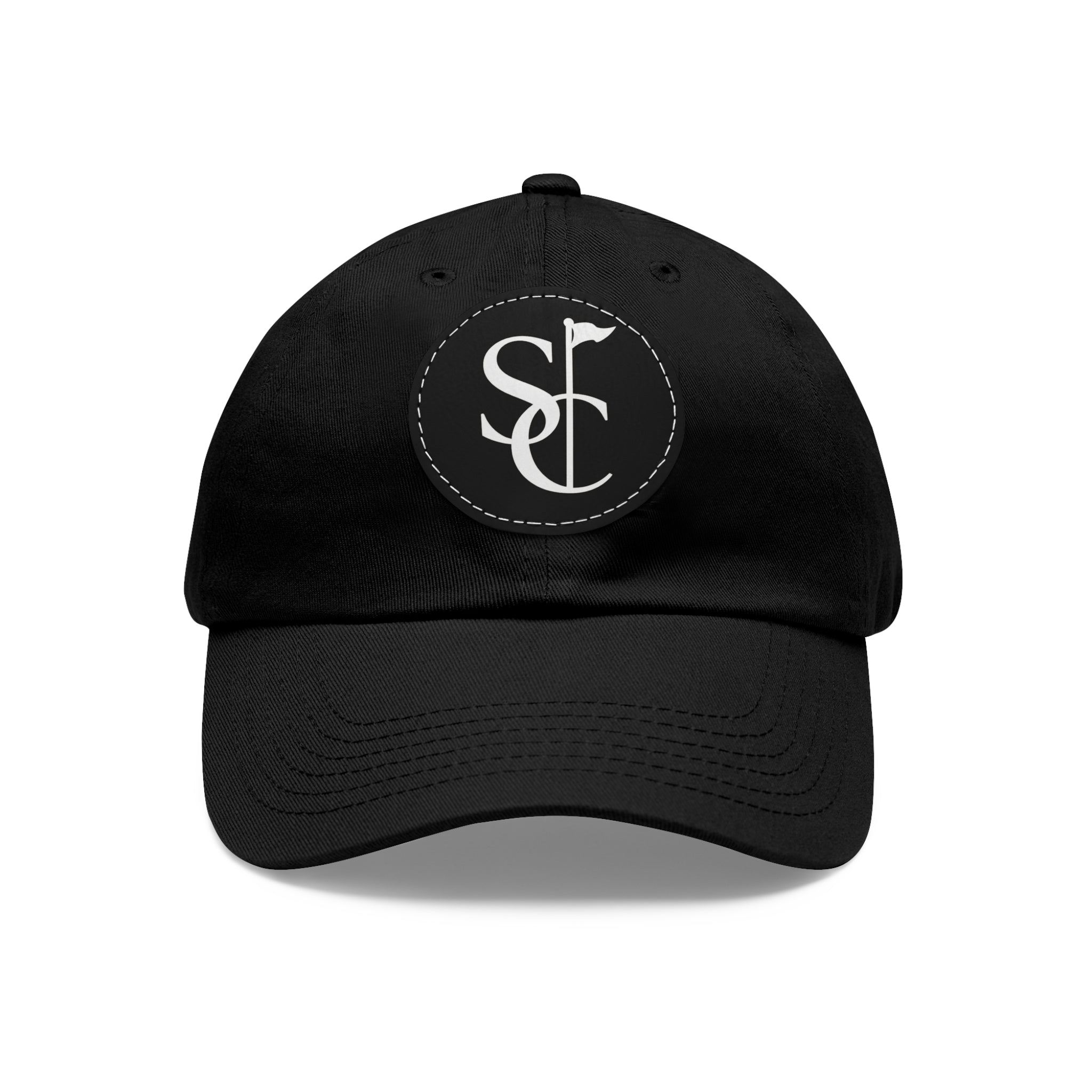 Leather Patch Dad Hat — Monogram SC Casual Baseball Cap