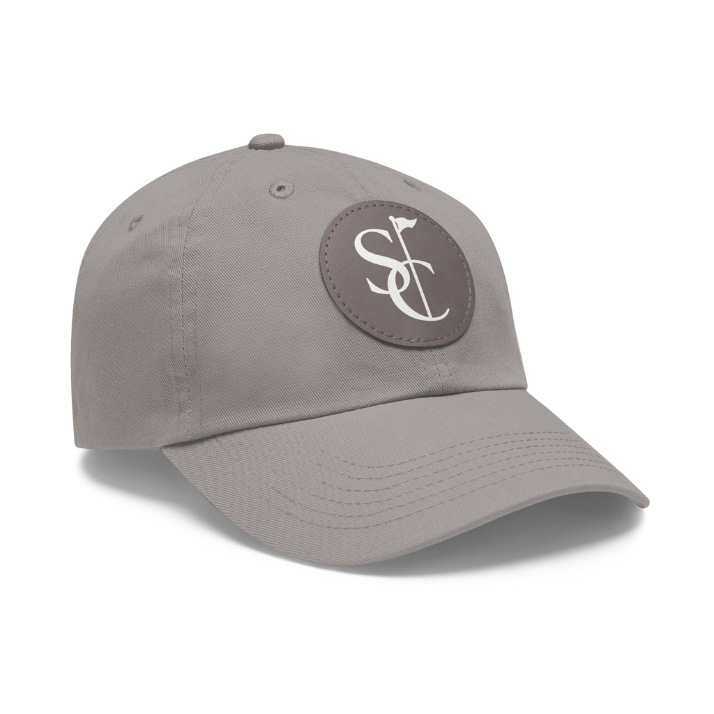 Leather Patch Dad Hat — Monogram SC Casual Baseball Cap
