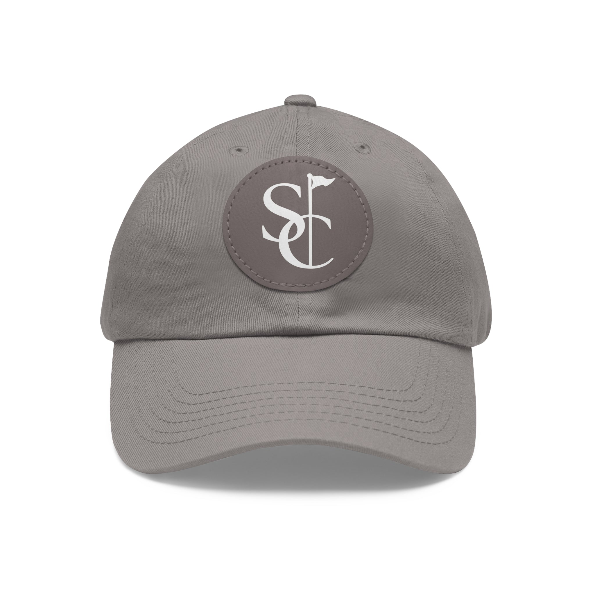 Leather Patch Dad Hat — Monogram SC Casual Baseball Cap