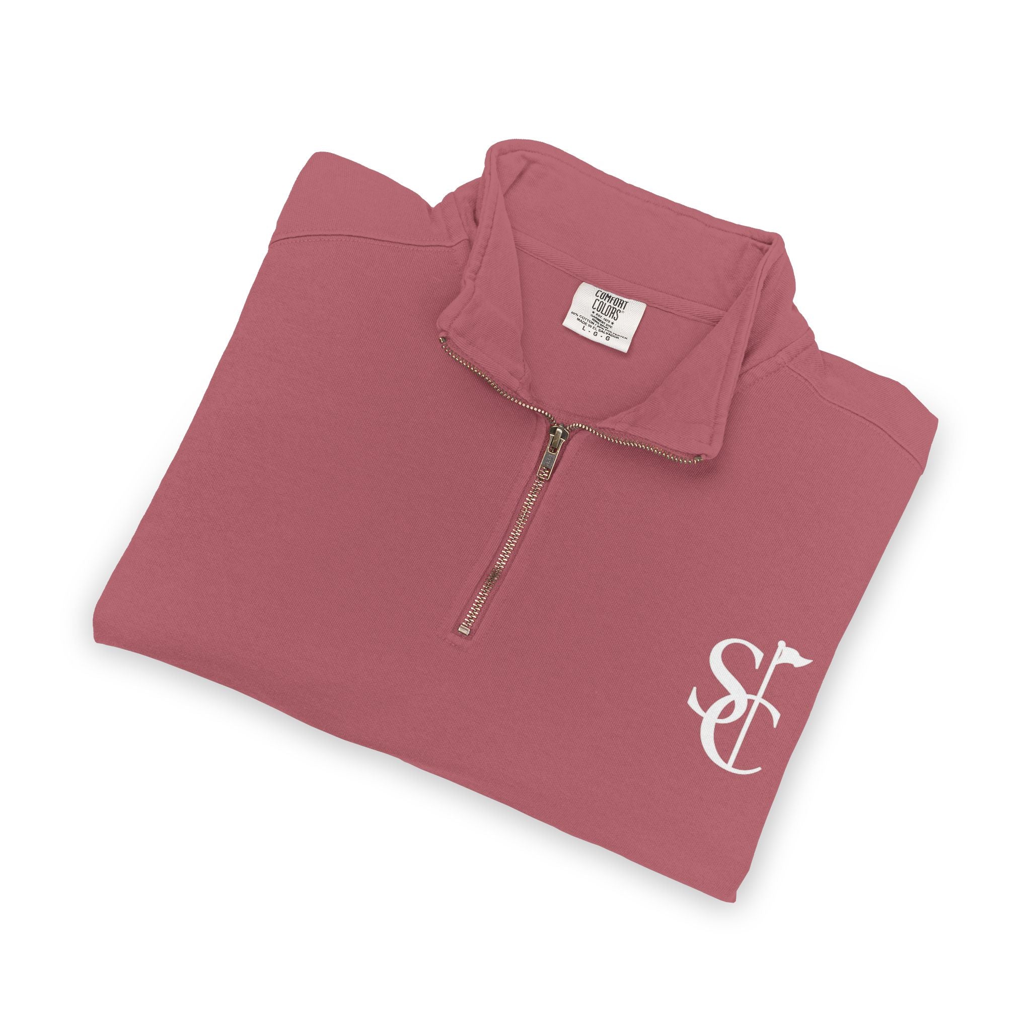 Quarter-Zip Sweatshirt with SC Monogram – Minimal Vintage Logo Pullover