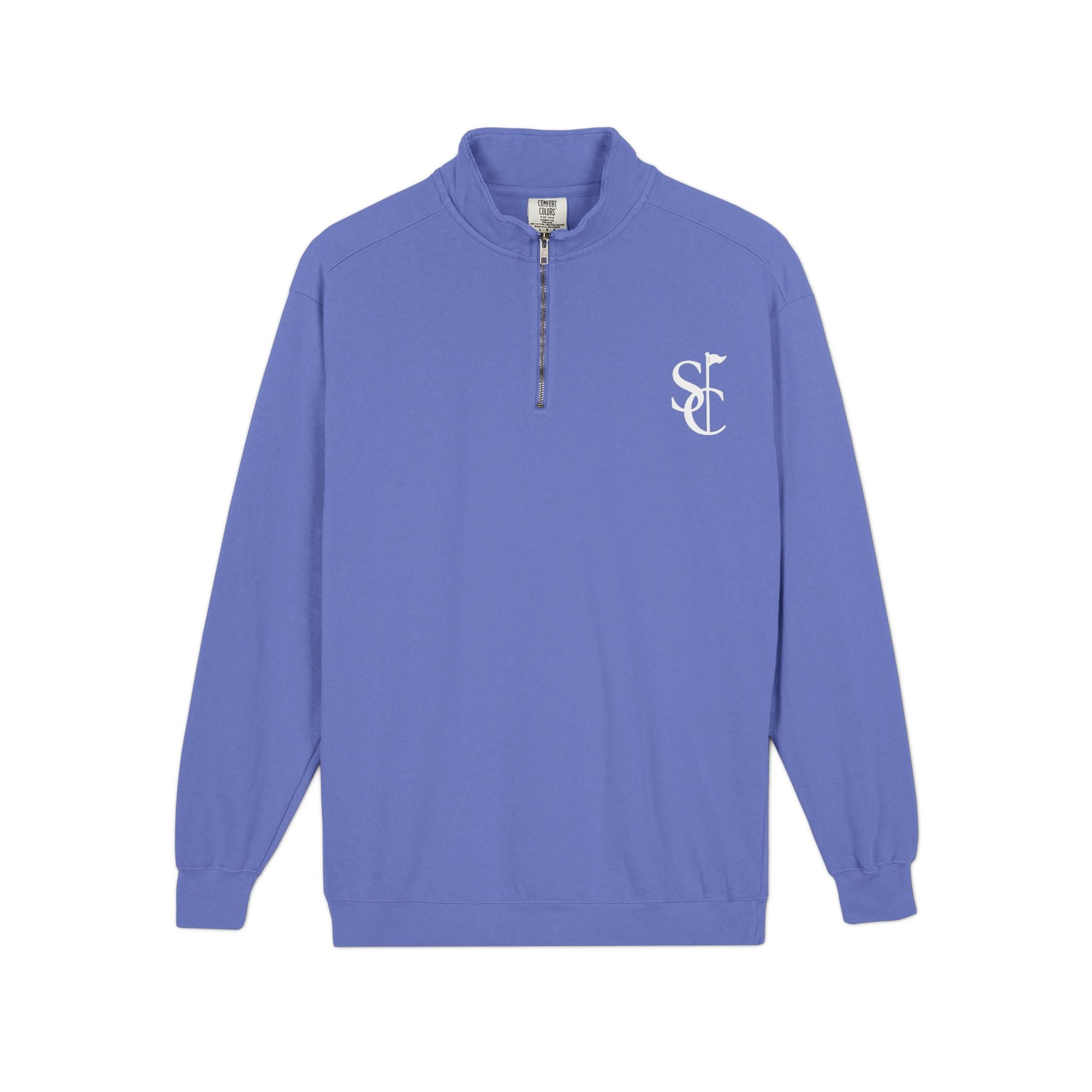 Quarter-Zip Sweatshirt with SC Monogram – Minimal Vintage Logo Pullover