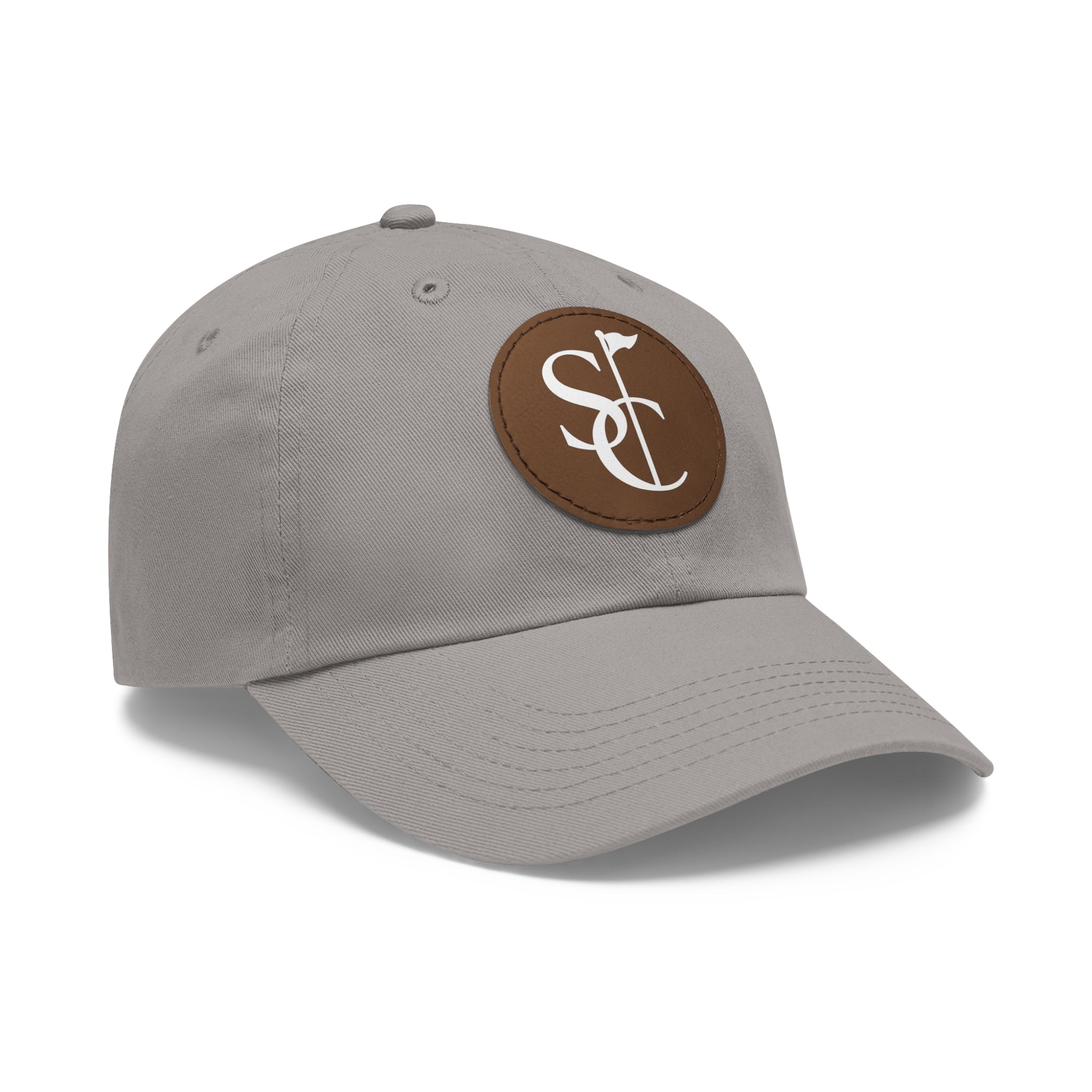 Leather Patch Dad Hat — Monogram SC Casual Baseball Cap