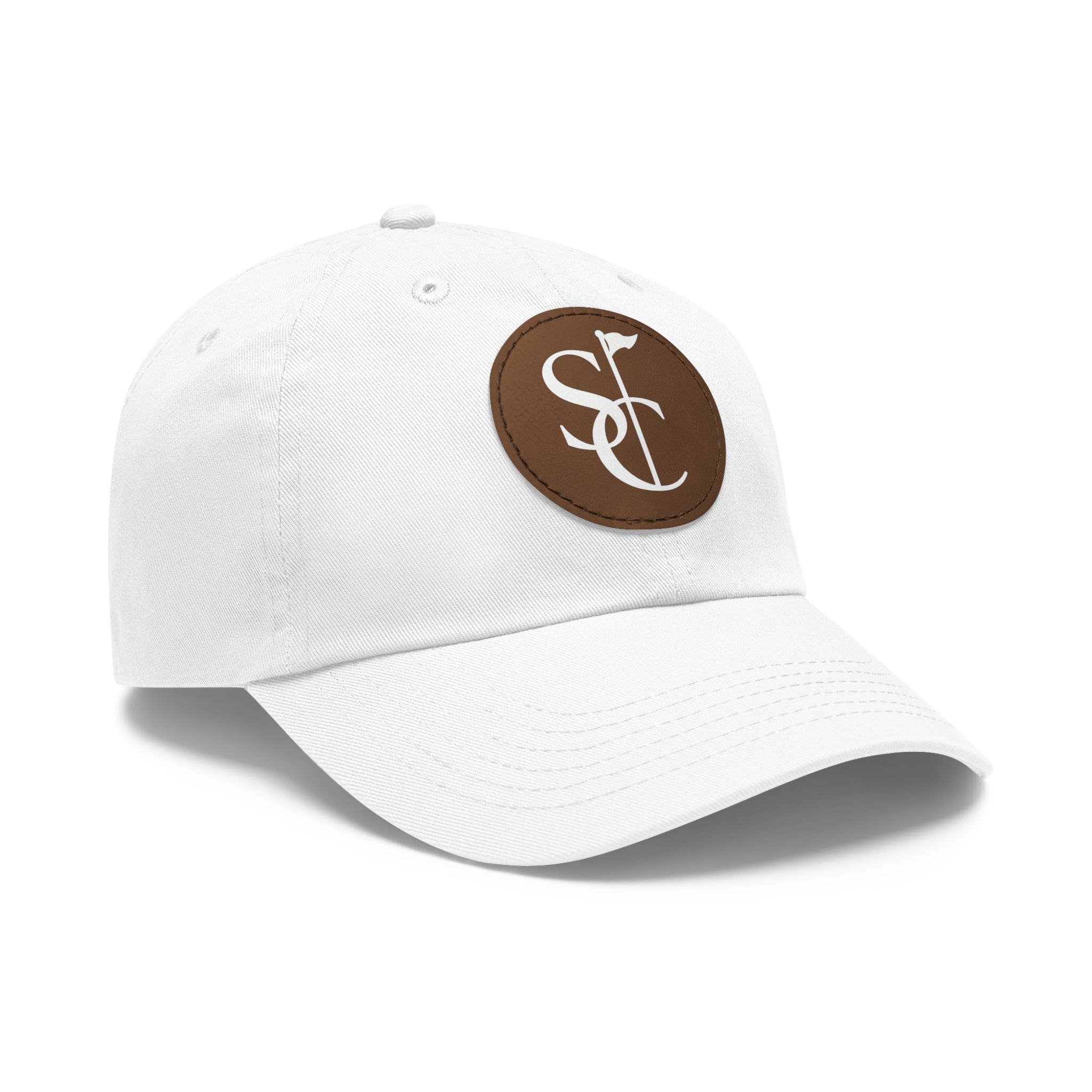 Leather Patch Dad Hat — Monogram SC Casual Baseball Cap