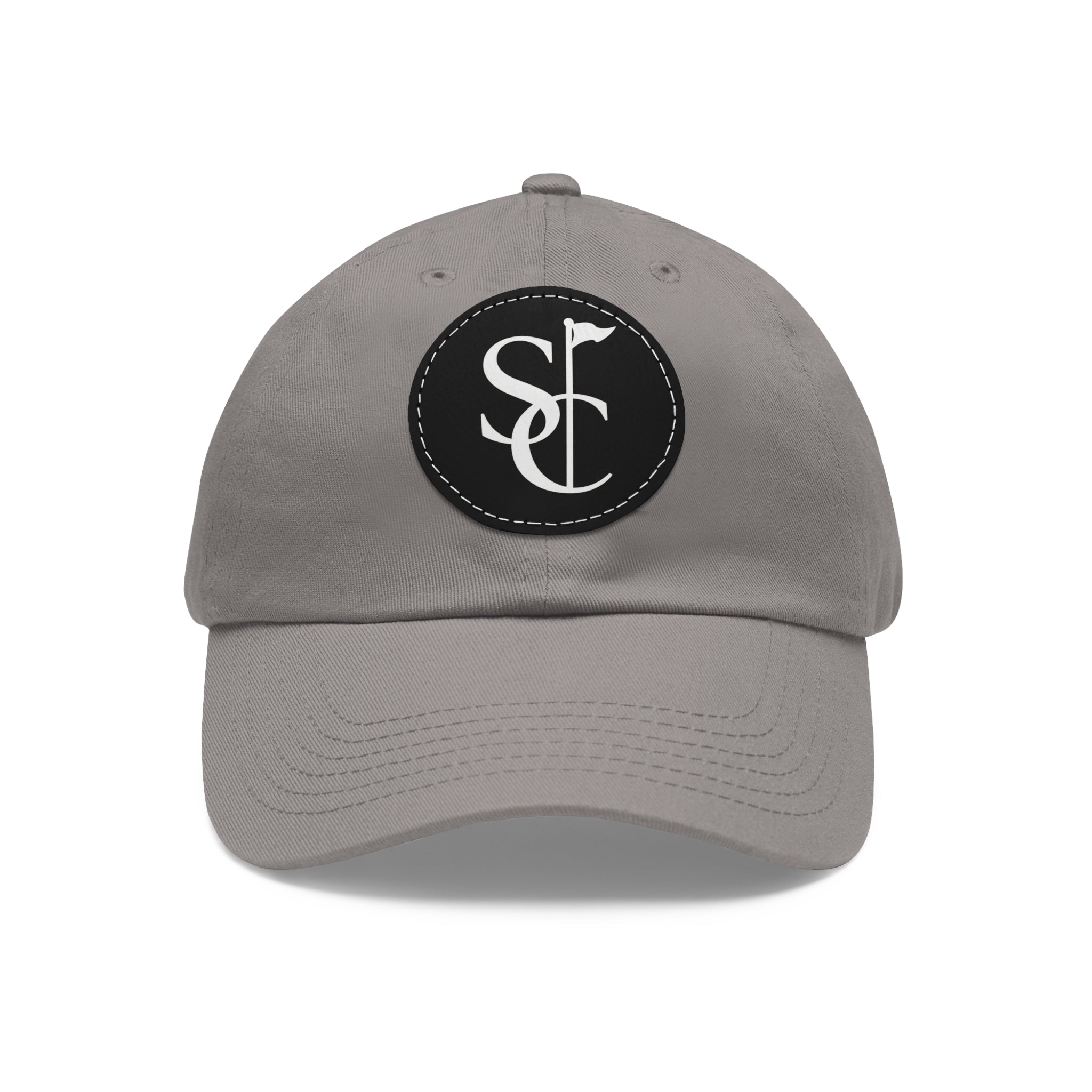 Leather Patch Dad Hat — Monogram SC Casual Baseball Cap