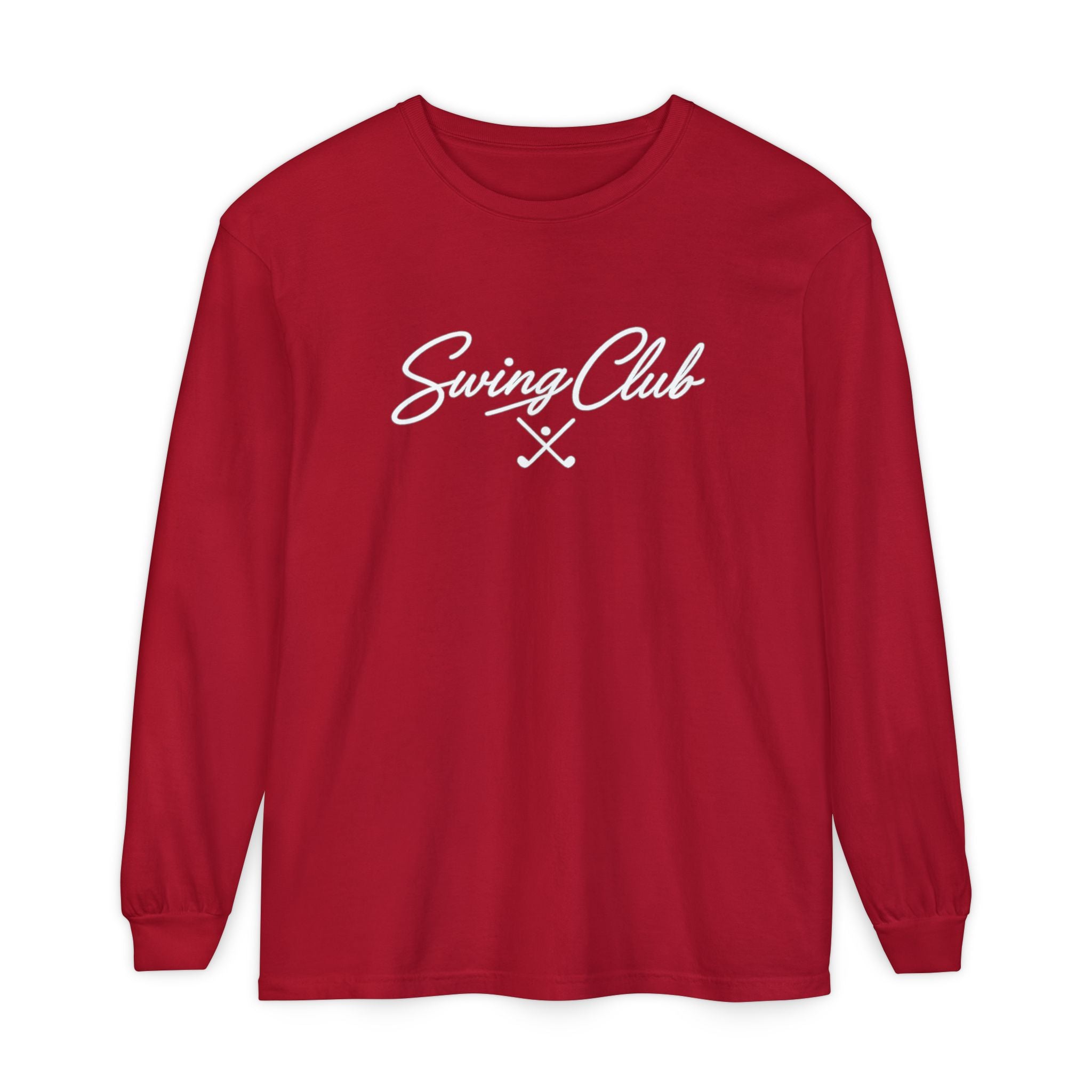 Swing Club Long Sleeve Tee — Subtle White Garment-Dyed Casual Shirt