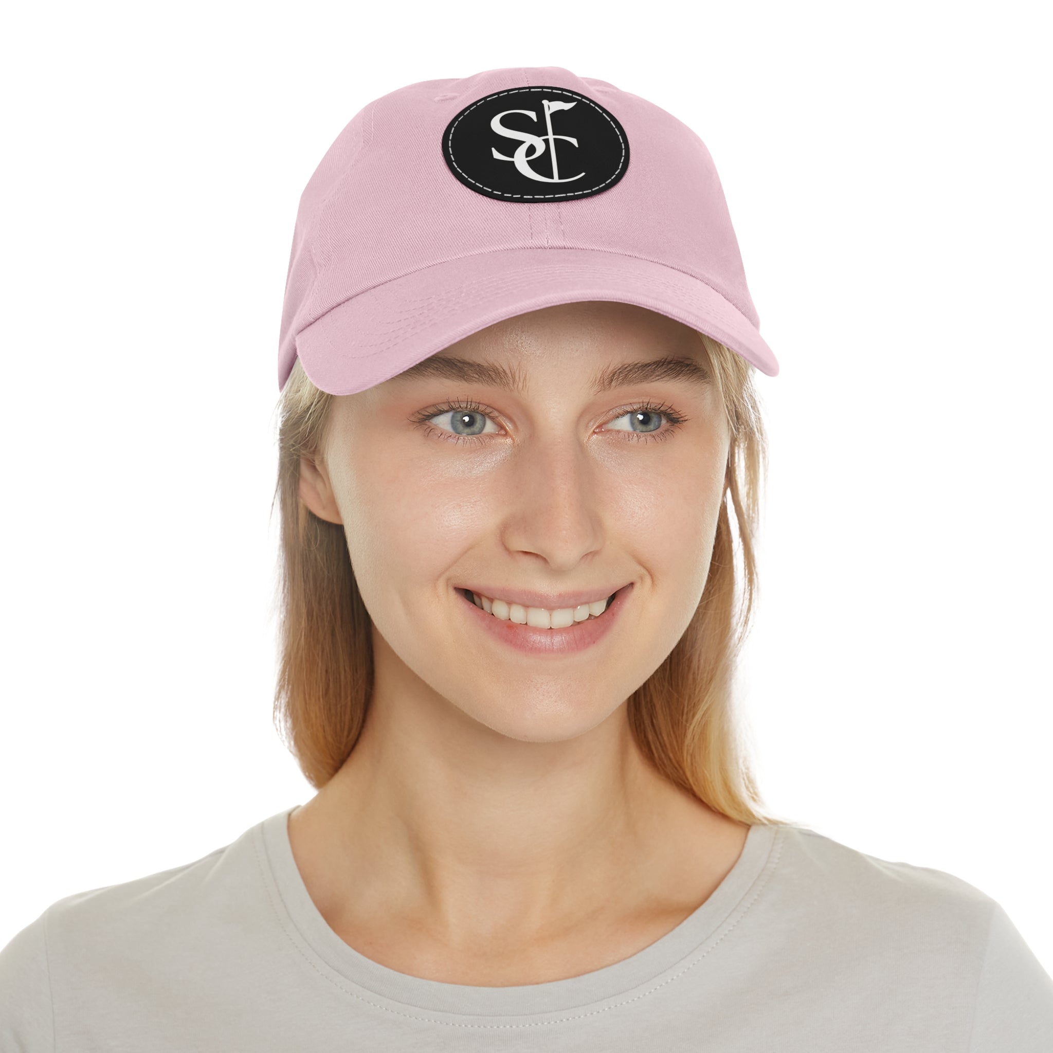Leather Patch Dad Hat — Monogram SC Casual Baseball Cap