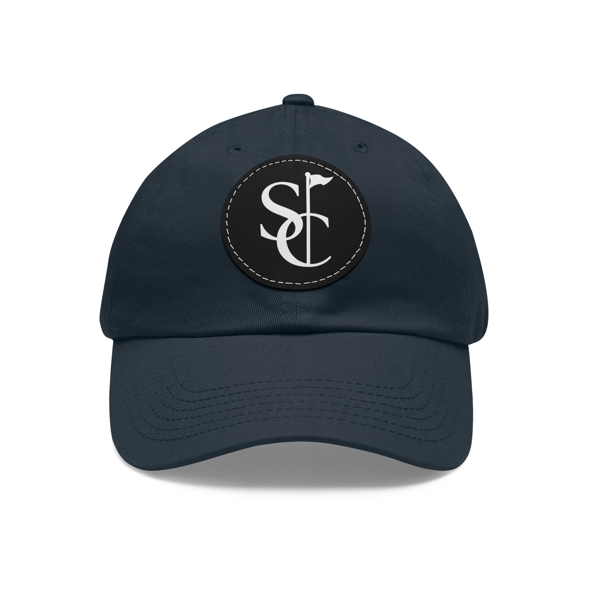 Leather Patch Dad Hat — Monogram SC Casual Baseball Cap