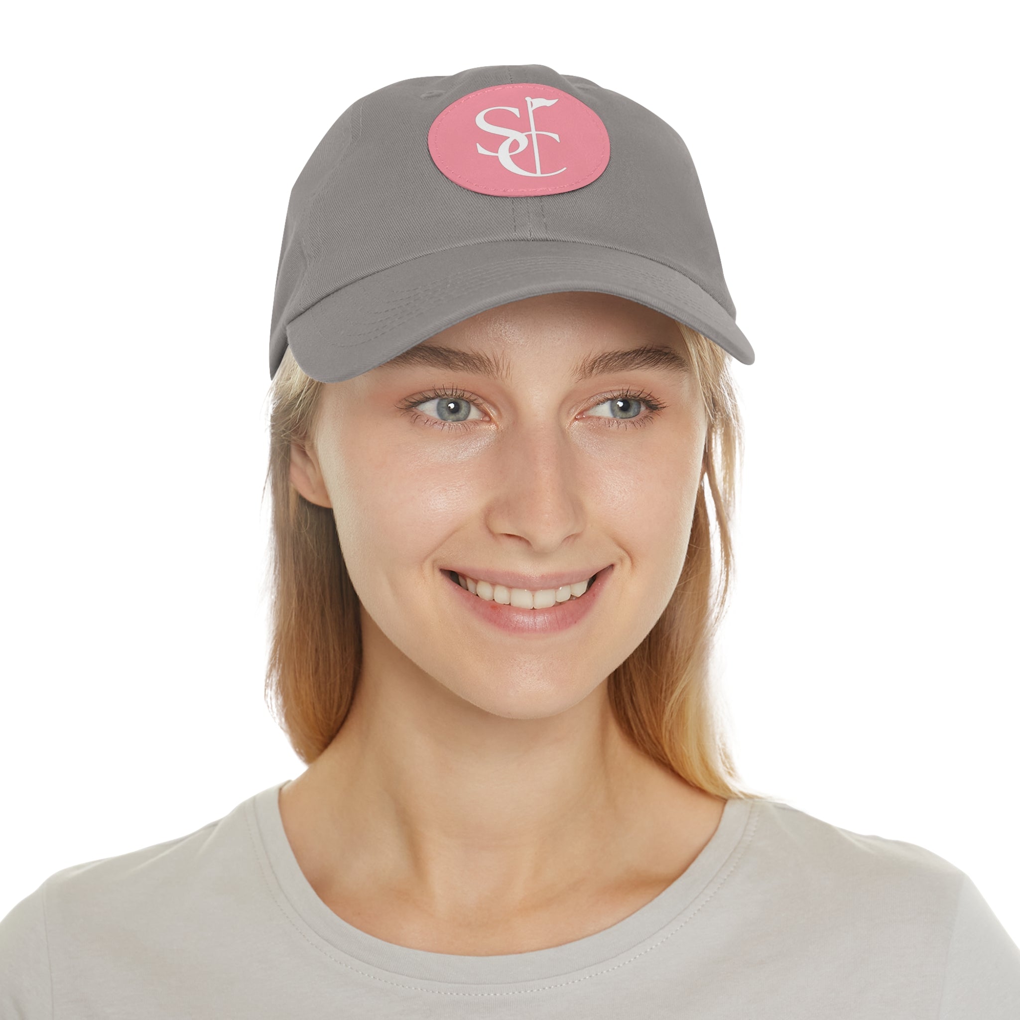 Leather Patch Dad Hat — Monogram SC Casual Baseball Cap