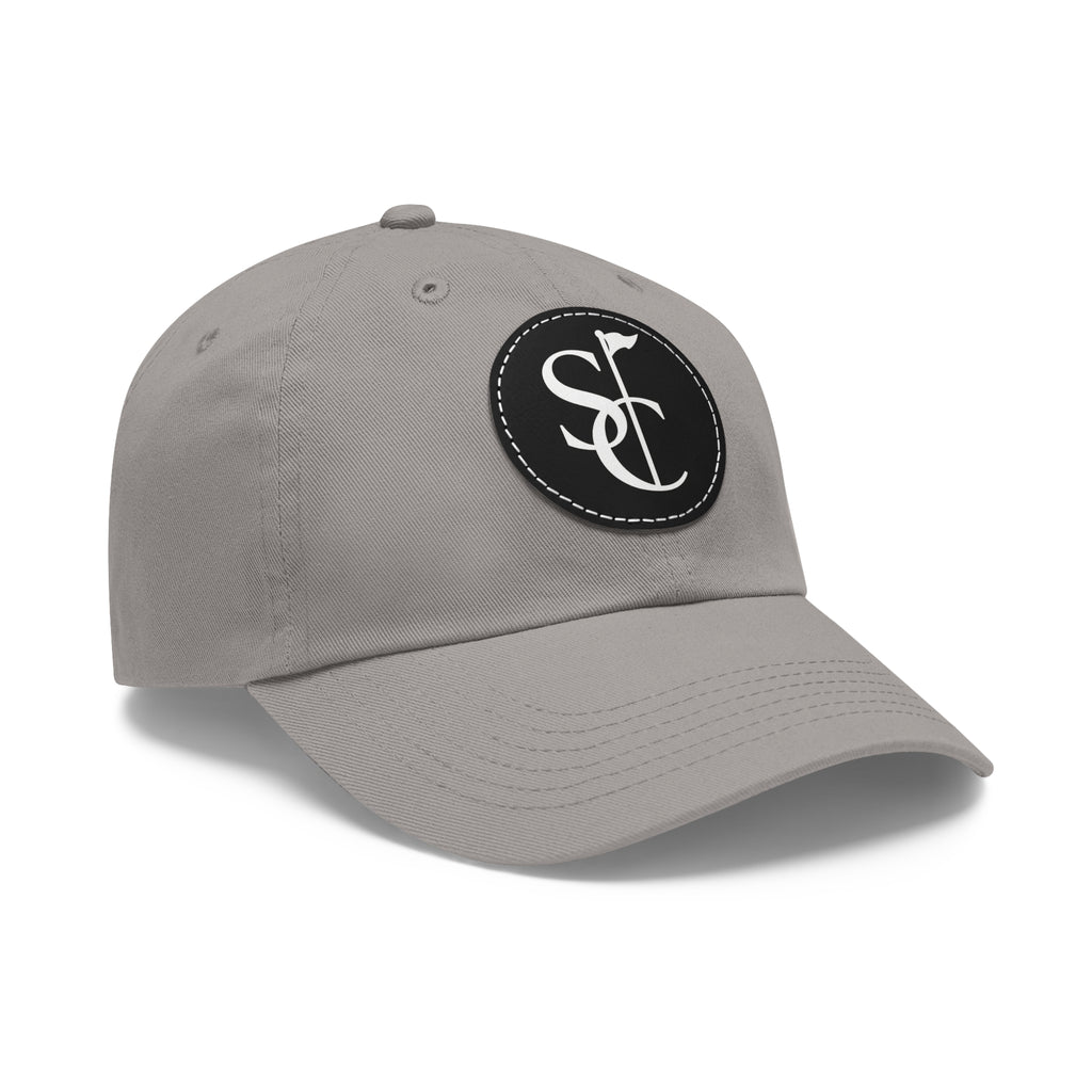Leather Patch Dad Hat — Monogram SC Casual Baseball Cap