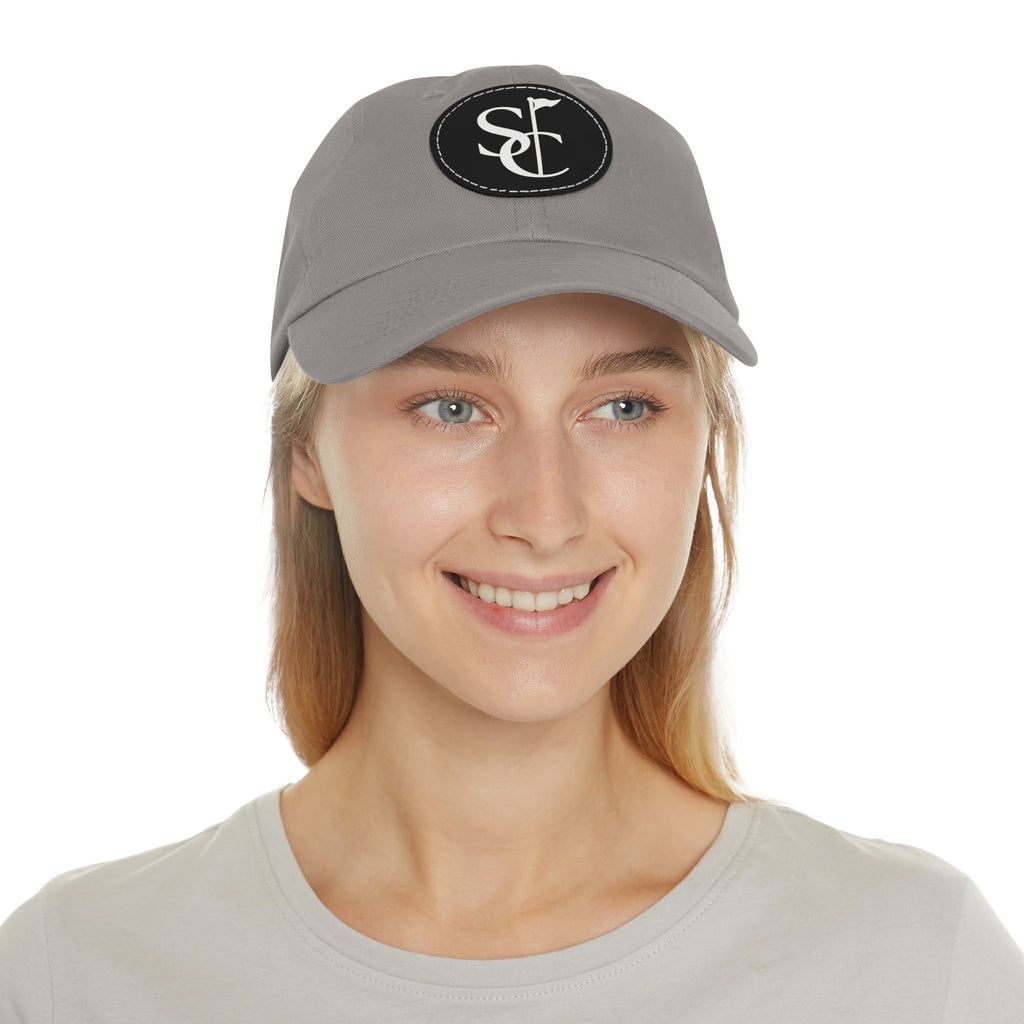 Leather Patch Dad Hat — Monogram SC Casual Baseball Cap