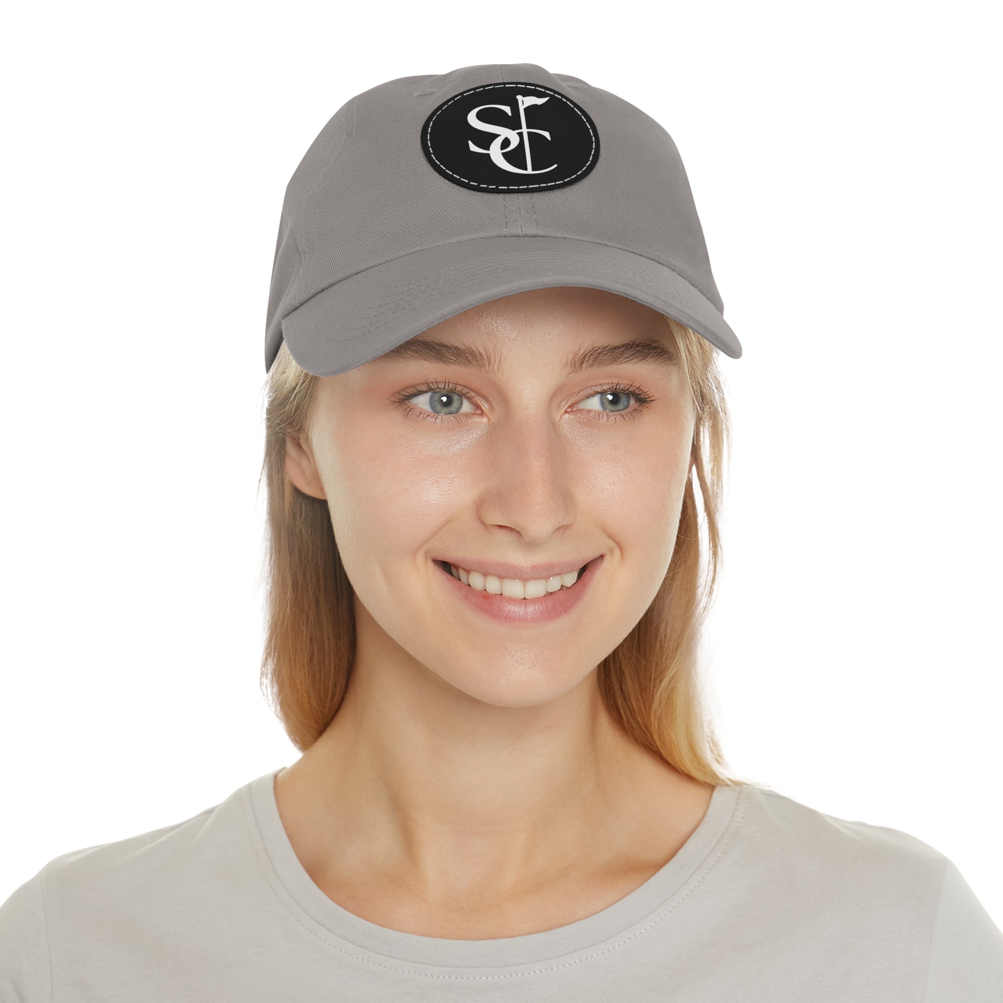 Leather Patch Dad Hat — Monogram SC Casual Baseball Cap