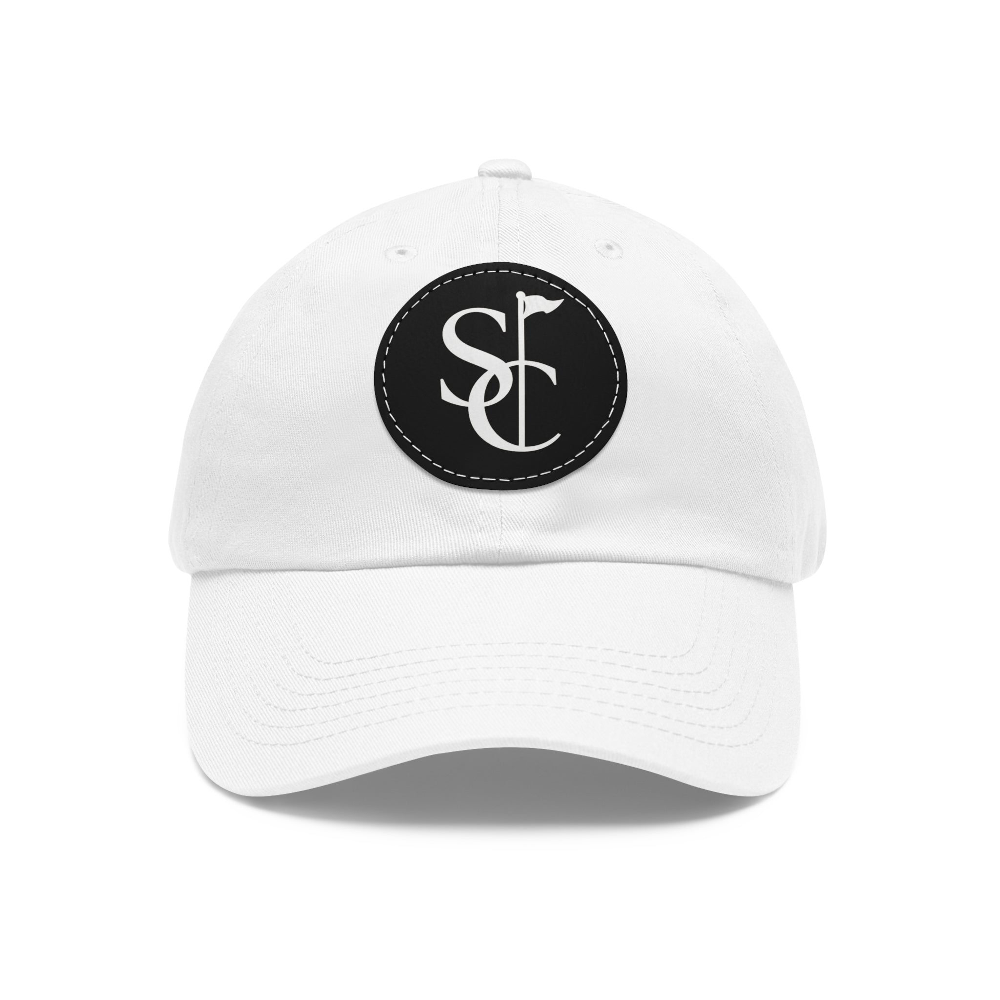 Leather Patch Dad Hat — Monogram SC Casual Baseball Cap