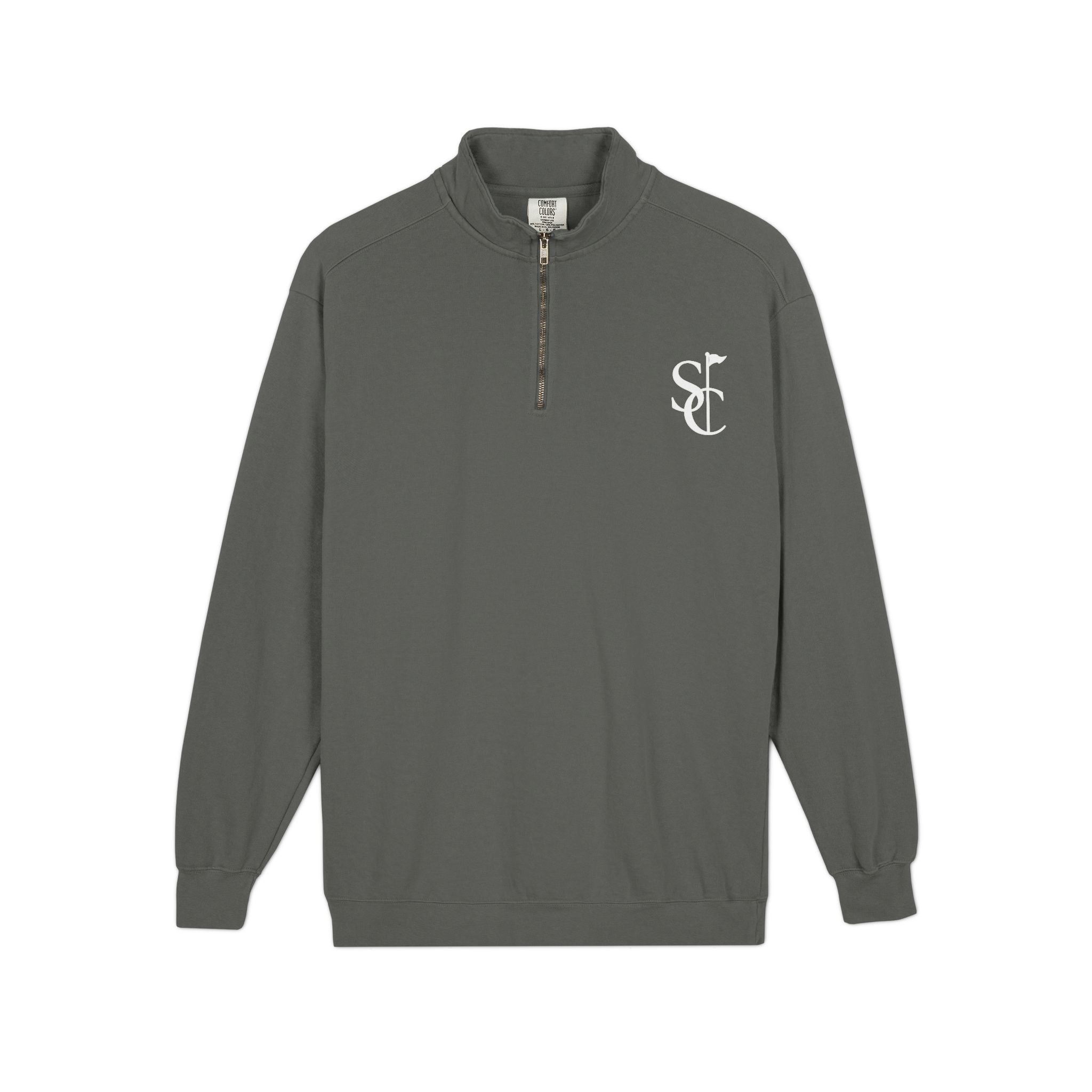 Quarter-Zip Sweatshirt with SC Monogram – Minimal Vintage Logo Pullover
