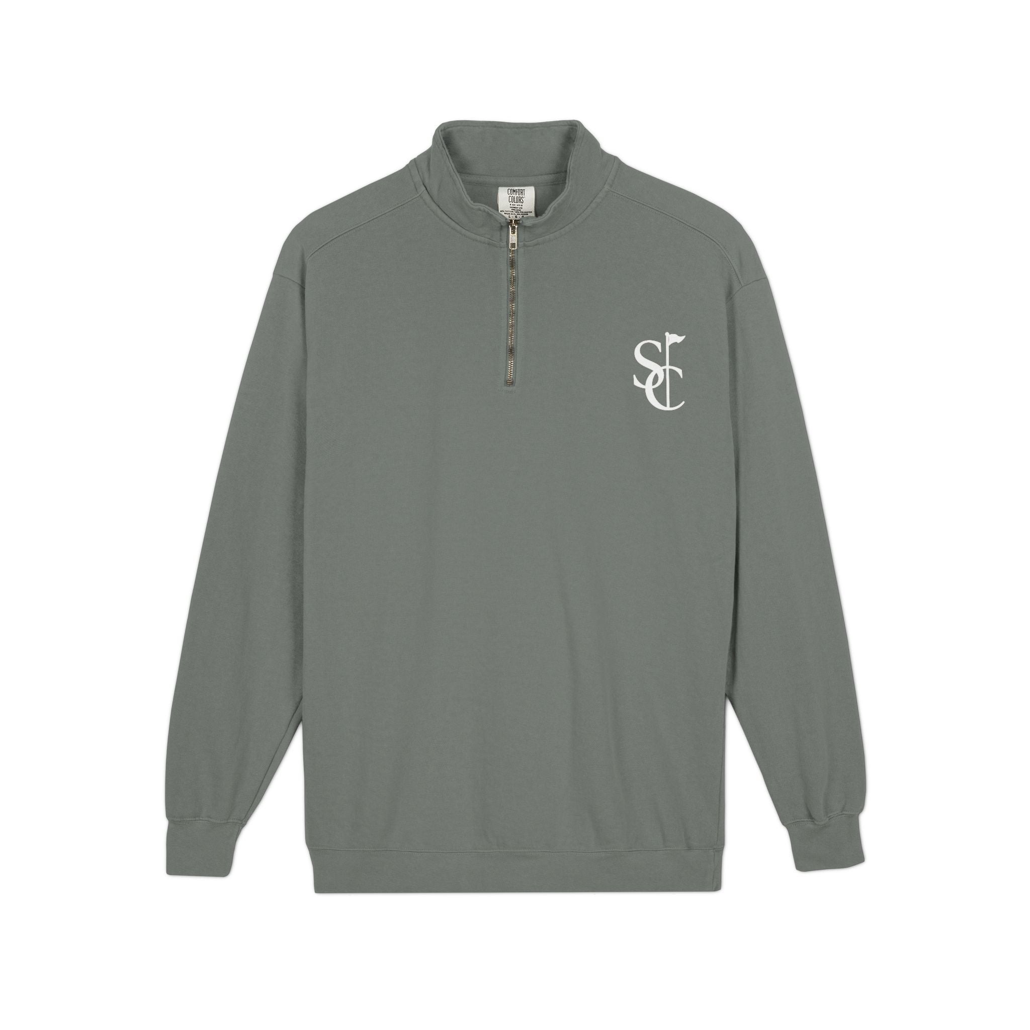 Quarter-Zip Sweatshirt with SC Monogram – Minimal Vintage Logo Pullover